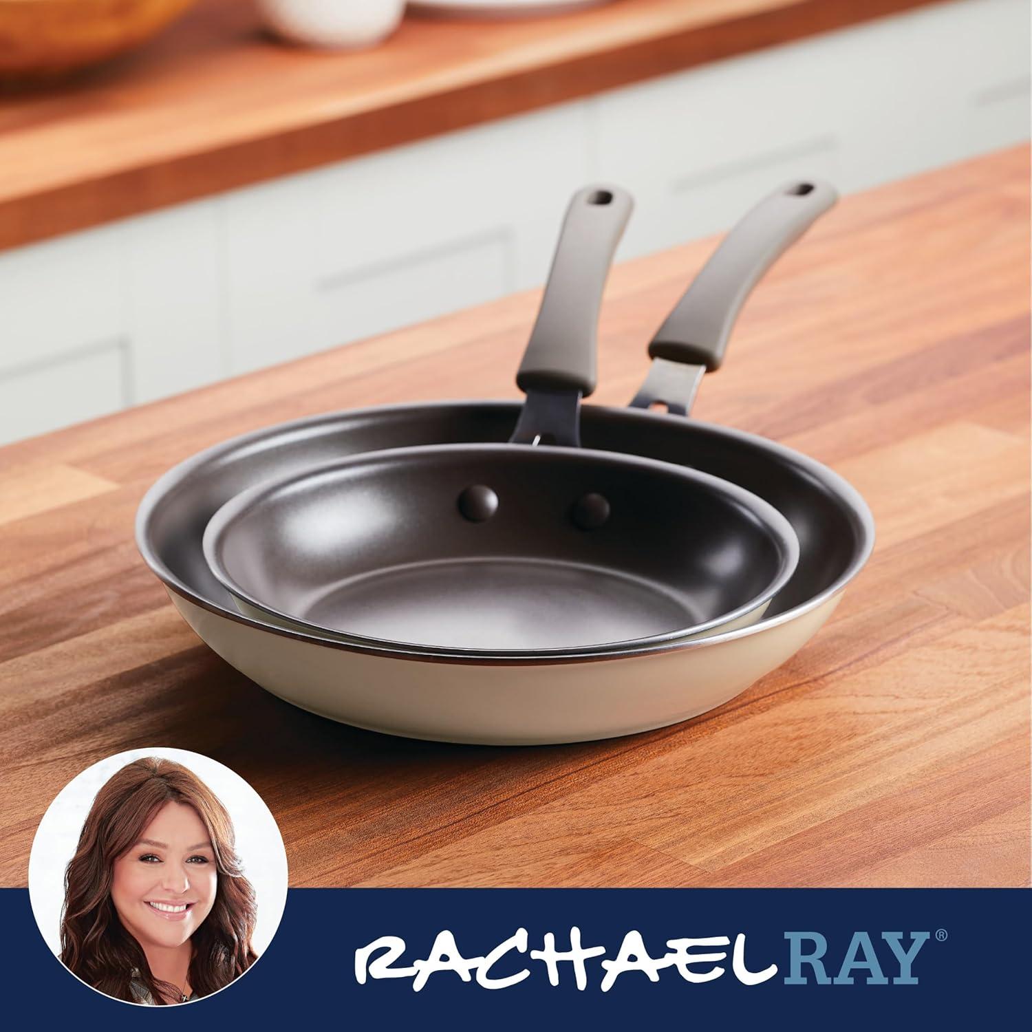 Rachael Ray Cook + Create 2 Pc Aluminum Nonstick Frying Pan Set, Almond