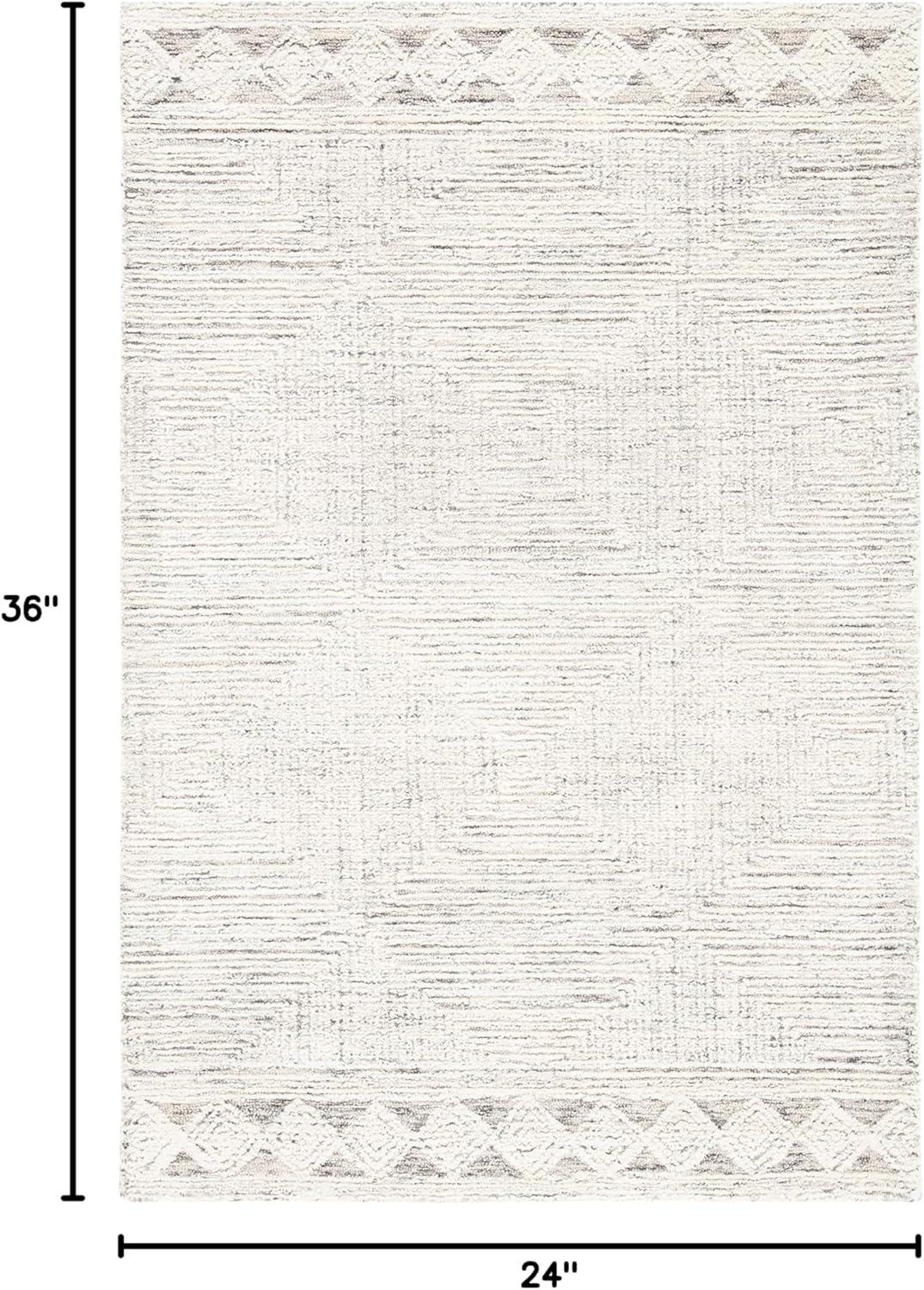 Abstract ABT349 Hand Tufted Runner Rug - Ivory/Grey - 2'3"x10' - Safavieh .