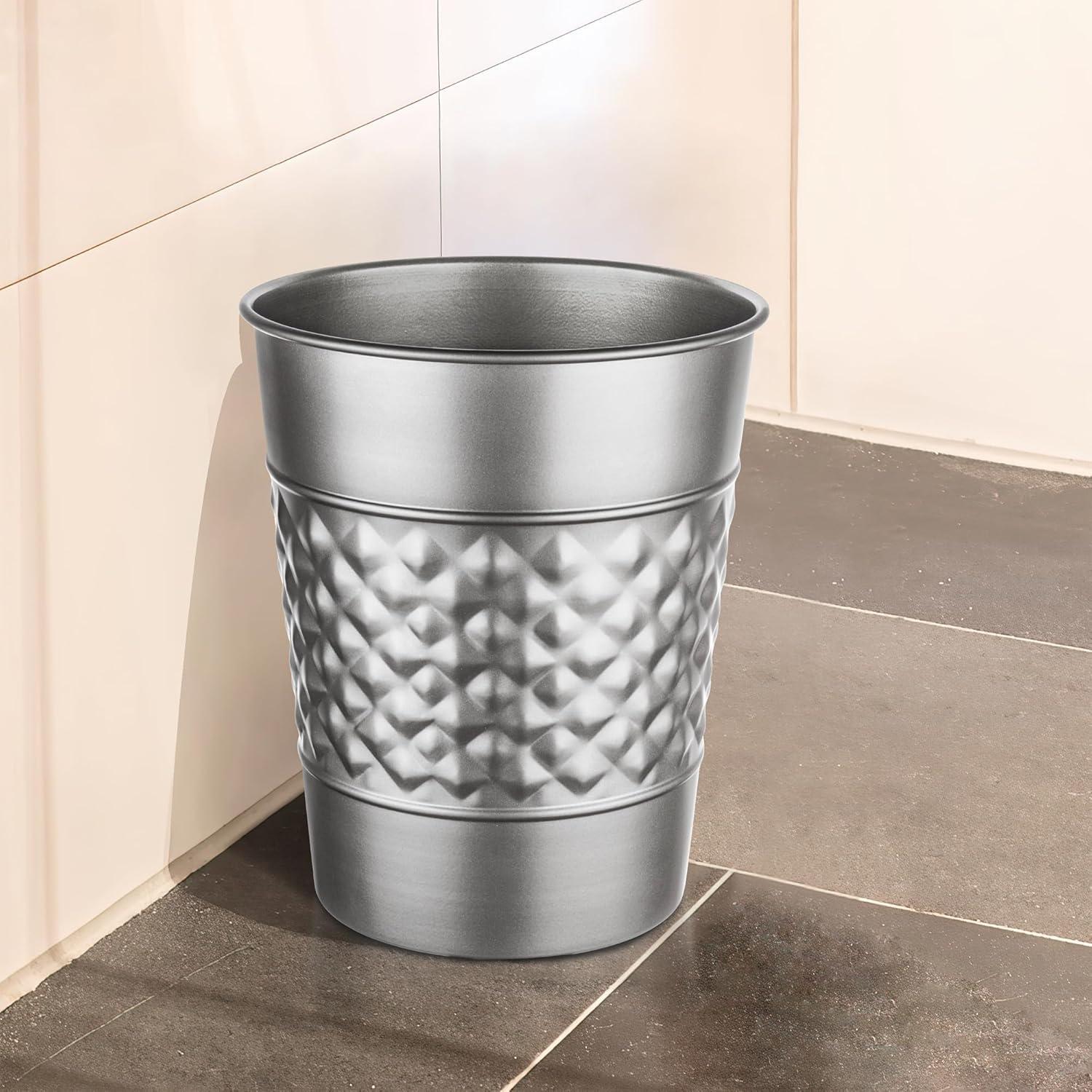 Monarch Abode Geometric Embossed Metal 1.7 Gallon Waste Basket