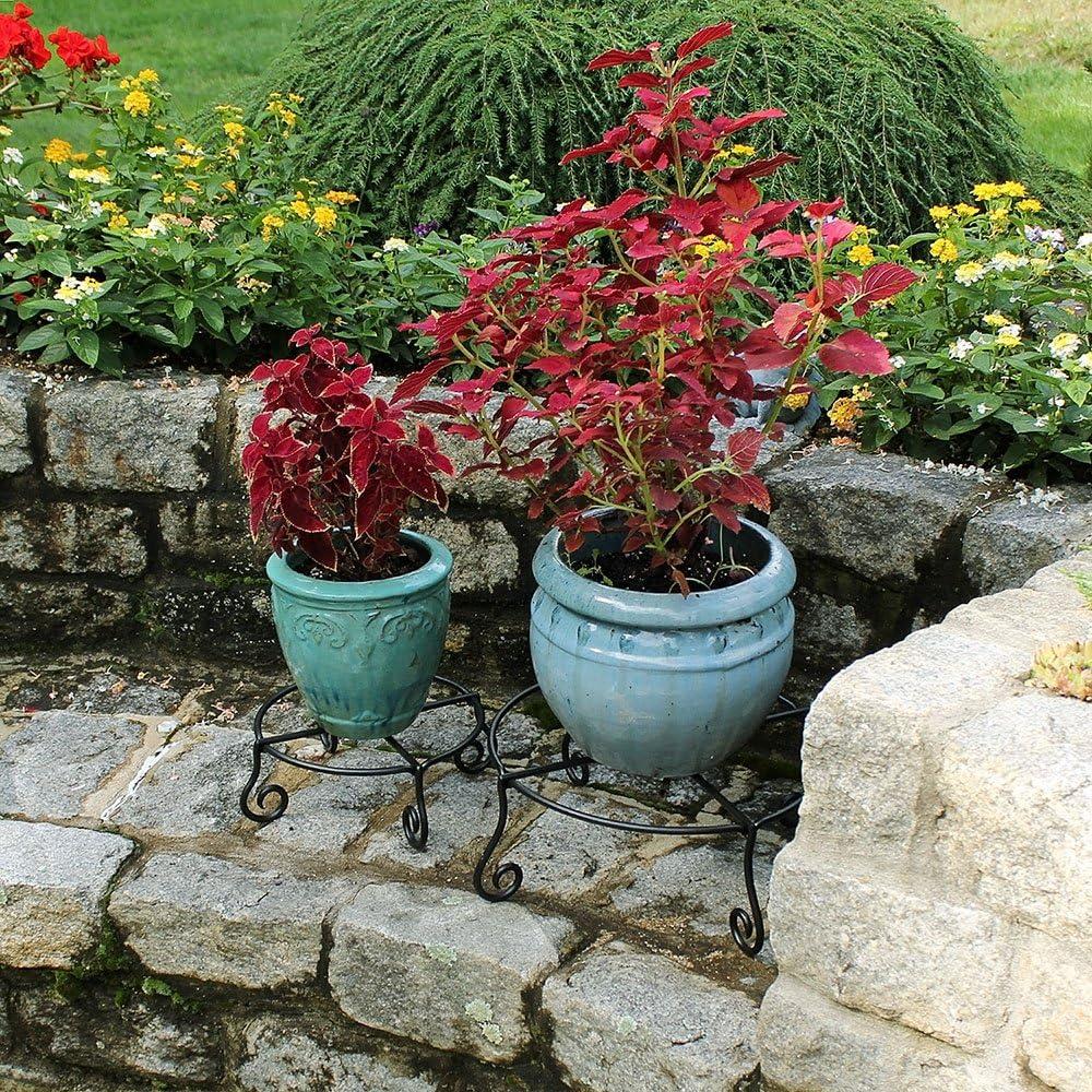 Large Black Wrought Iron Circular Plant Stand