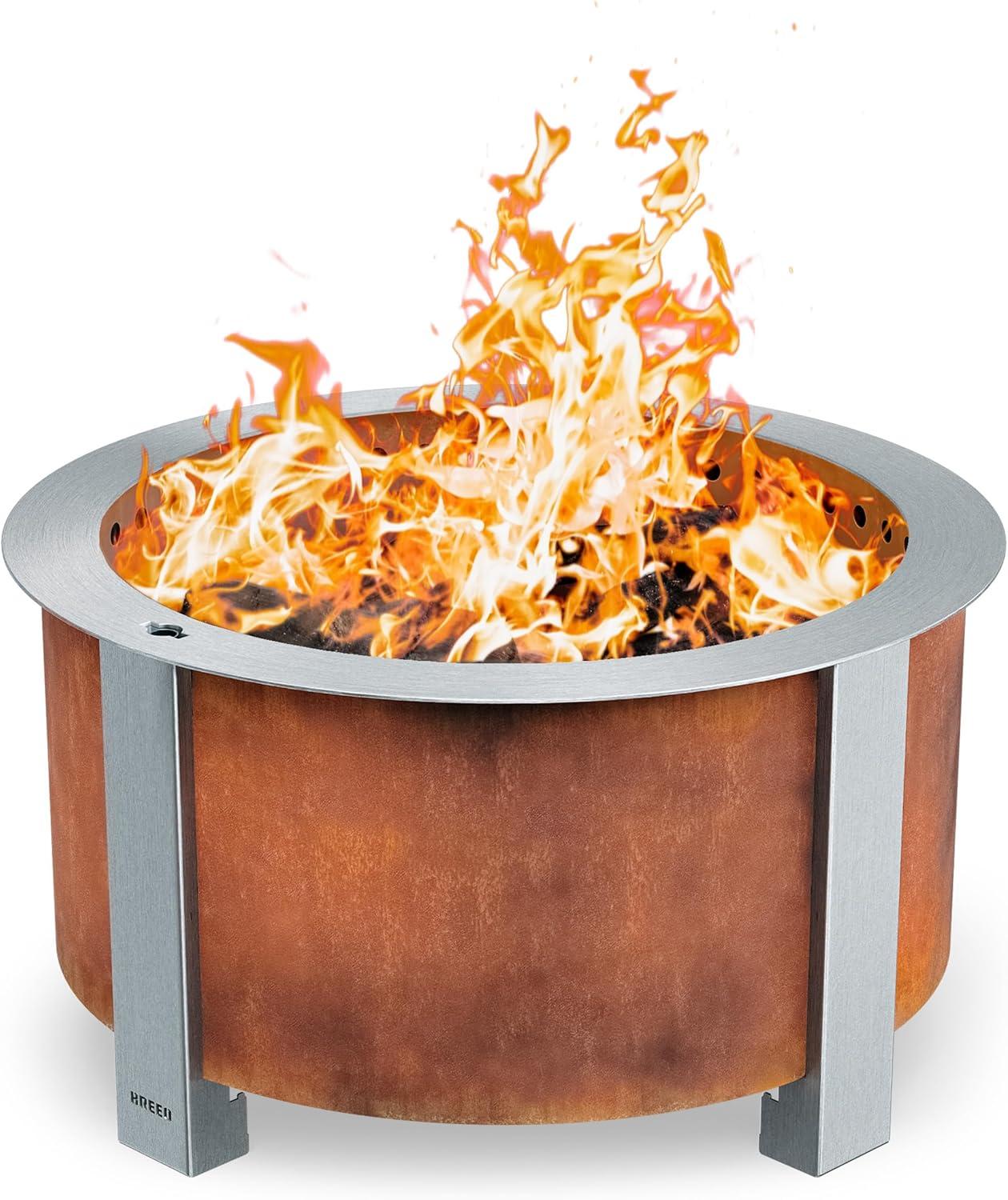 Breeo X Series 24 Corten Smokeless Fire Pit 24 in. W Corten Steel Outdoor Round Wood Fire Pit