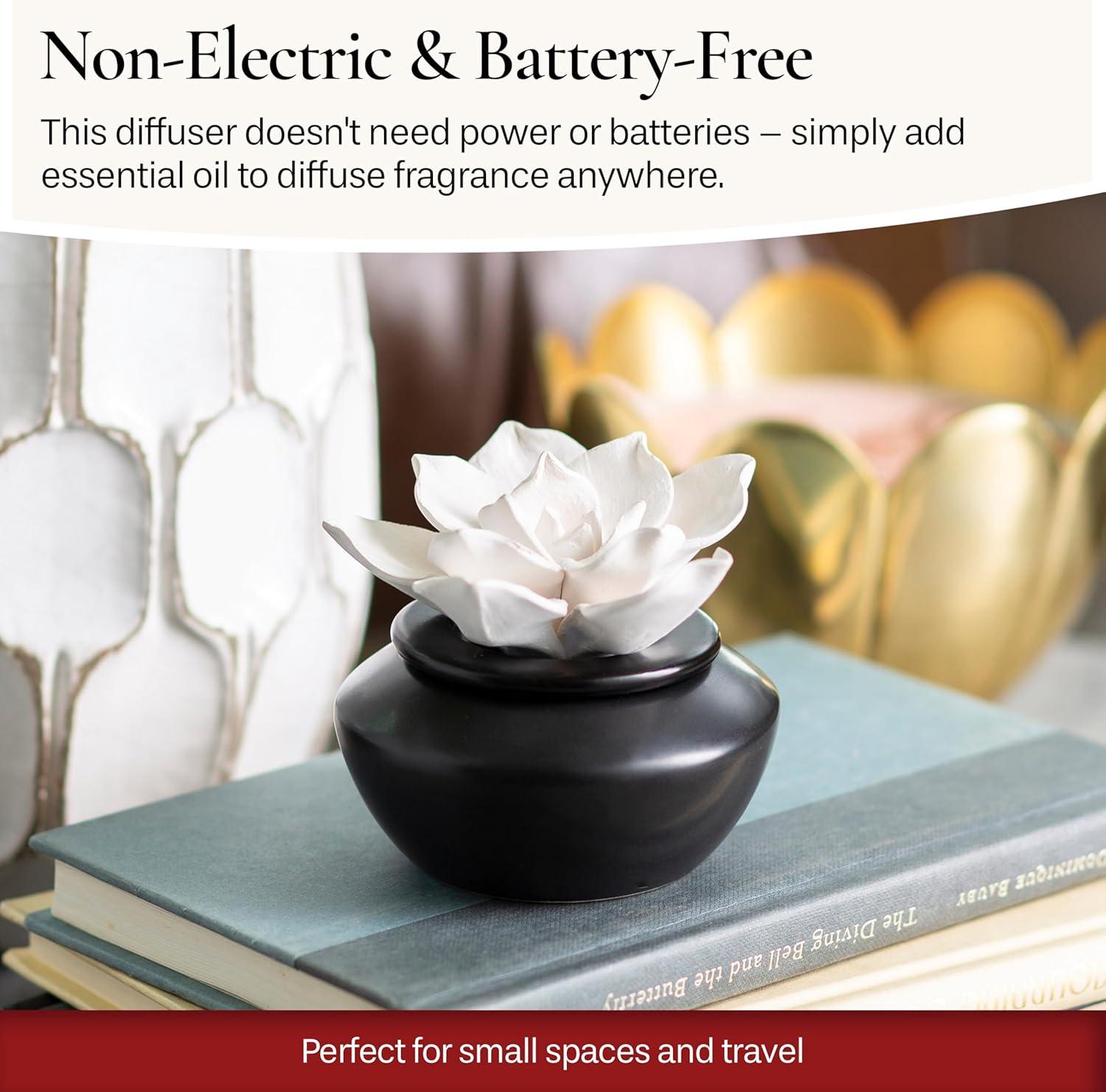 Passive Porcelain White Rose Electric-Free Diffuser with Peppermint Oil