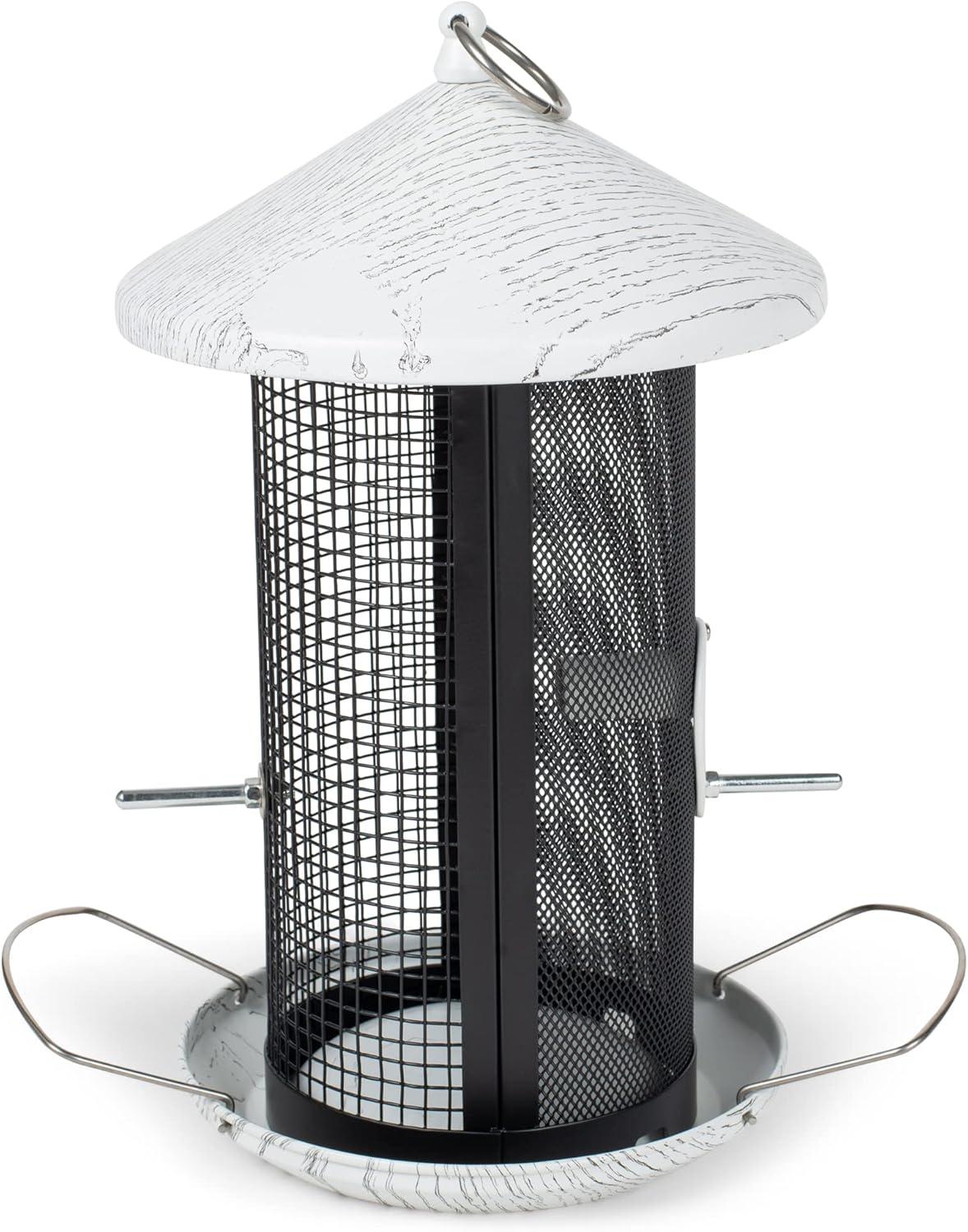 Cottage Garden Hanging 12 inch Whitewashed Finish Heavy Duty Mesh Metal 3 Lb. Bird Feeder