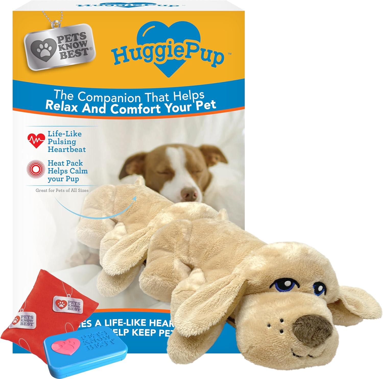 Beige Plush Puppy Behavioral Aid Toy with Heartbeat and Heat Pack