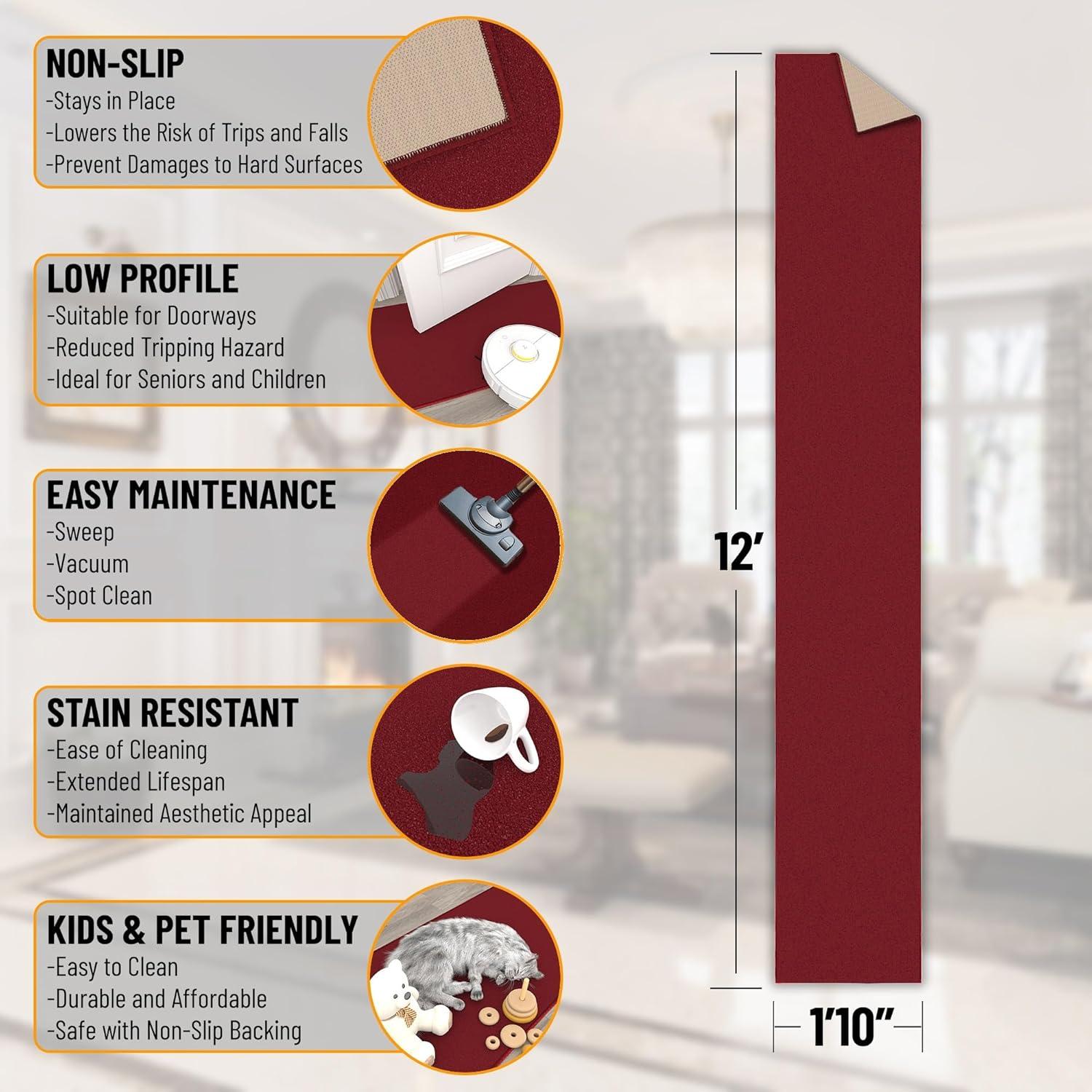 Ottomanson Ottohome Non-Slip Solid Area Rug For Living Room, Hallway Runner, Entryway Rug