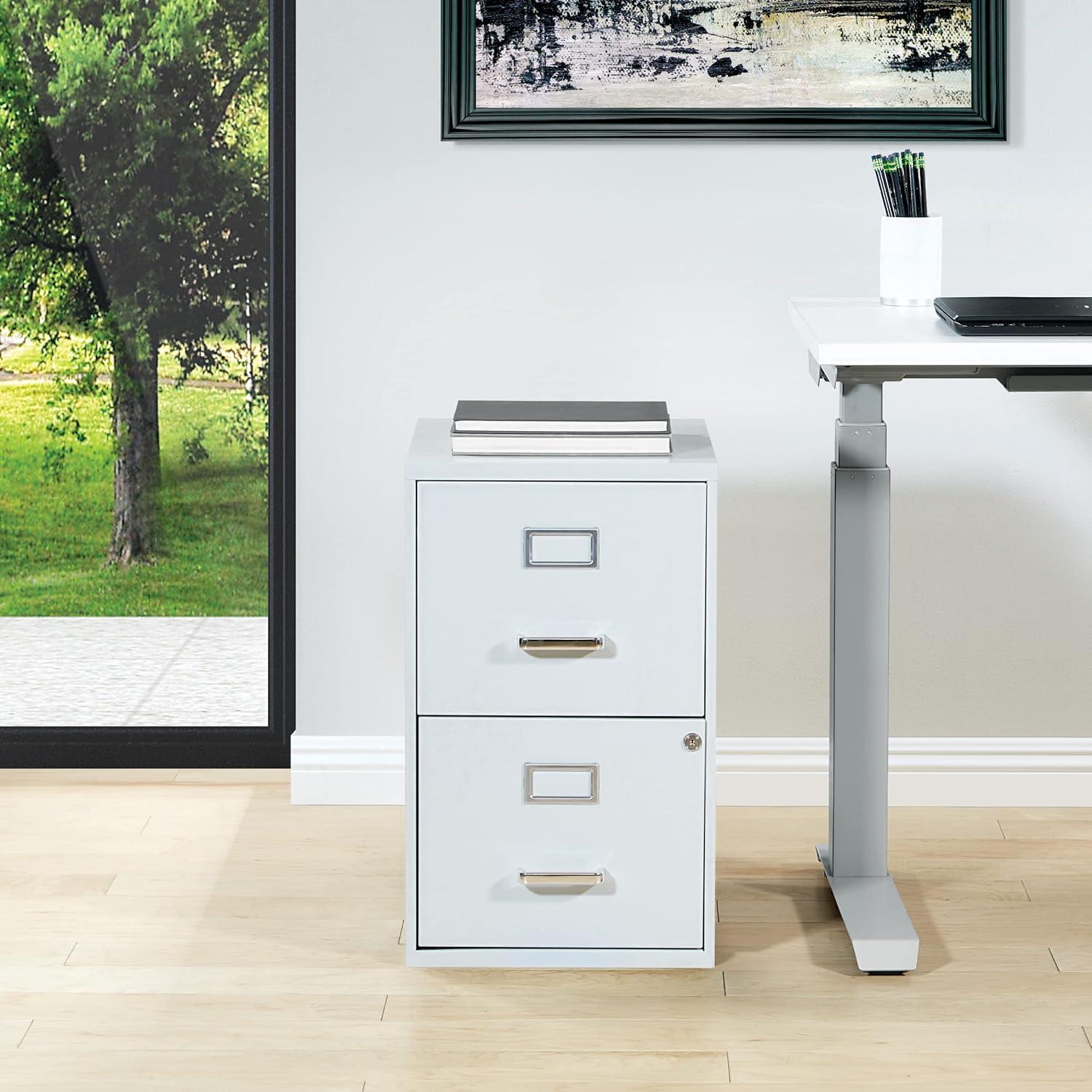 2 Drawer Locking Metal File Cabinet in Gray