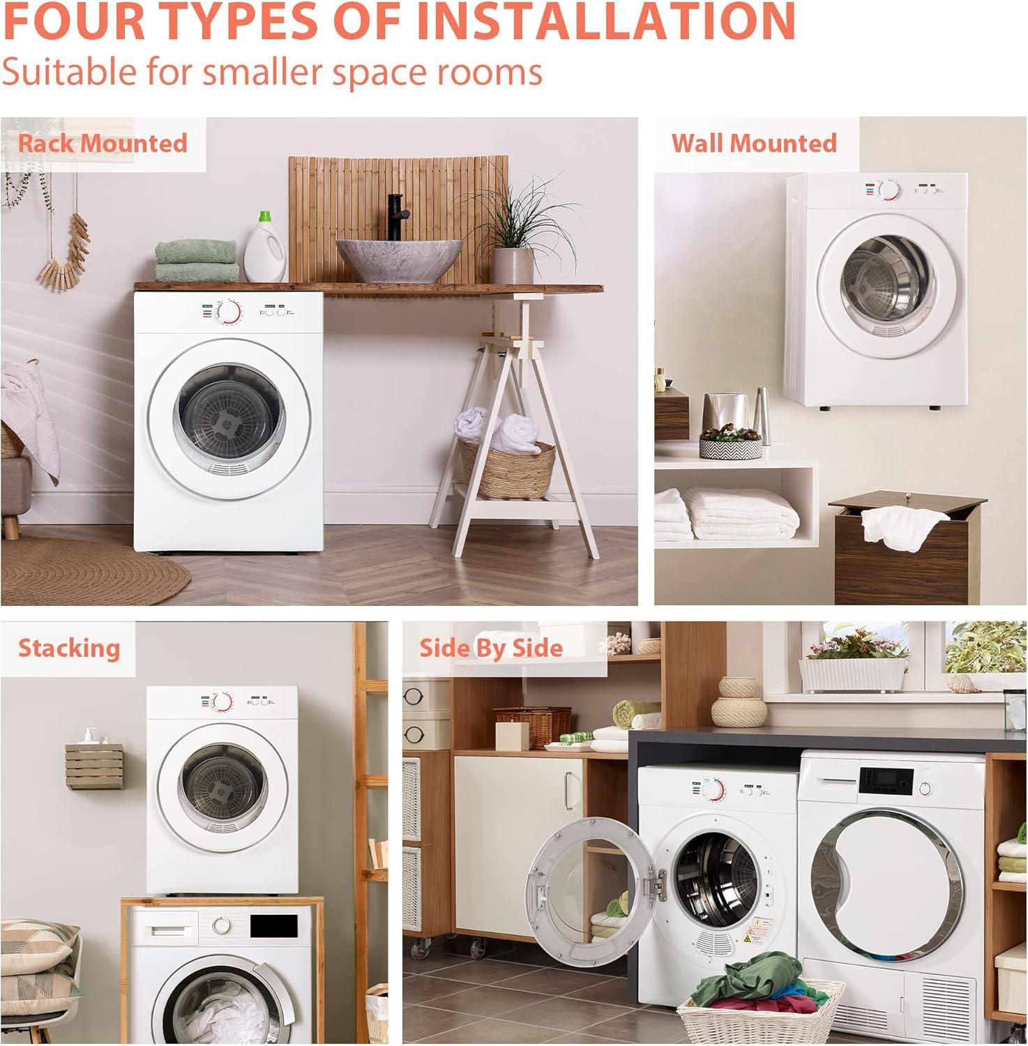 Compact White Stainless Steel Portable Front Load Dryer