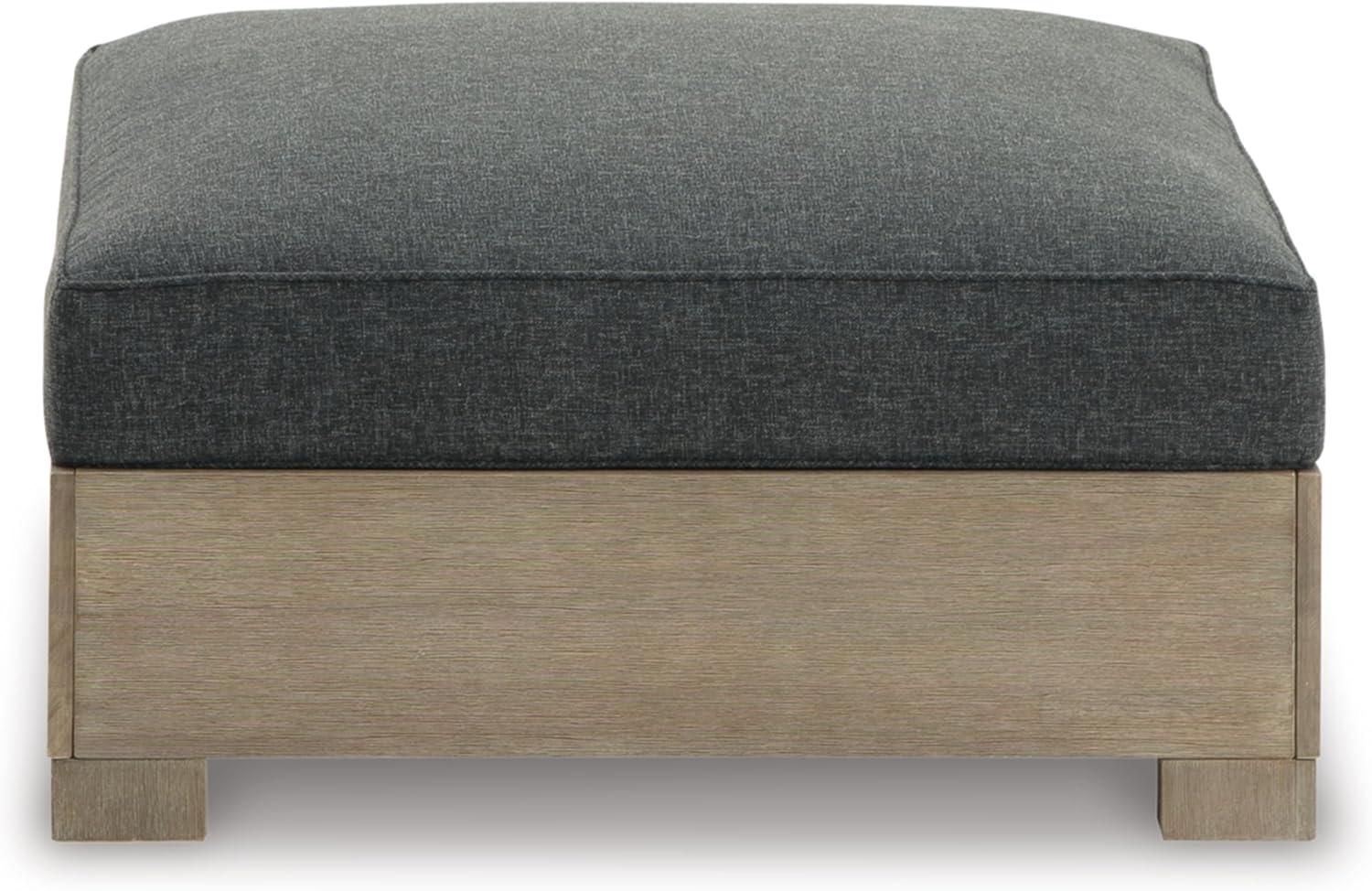 Signature Design by Ashley Casual Citrine Park Outdoor Ottoman with Cushion, Charcoal/Brown