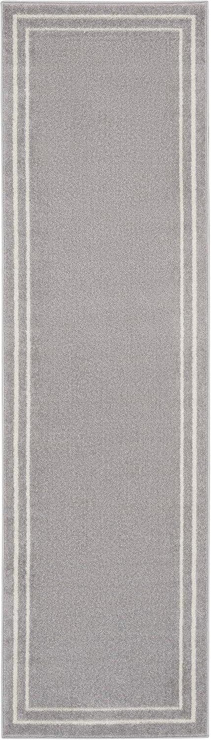 Grey and Ivory Synthetic Reversible Runner Rug