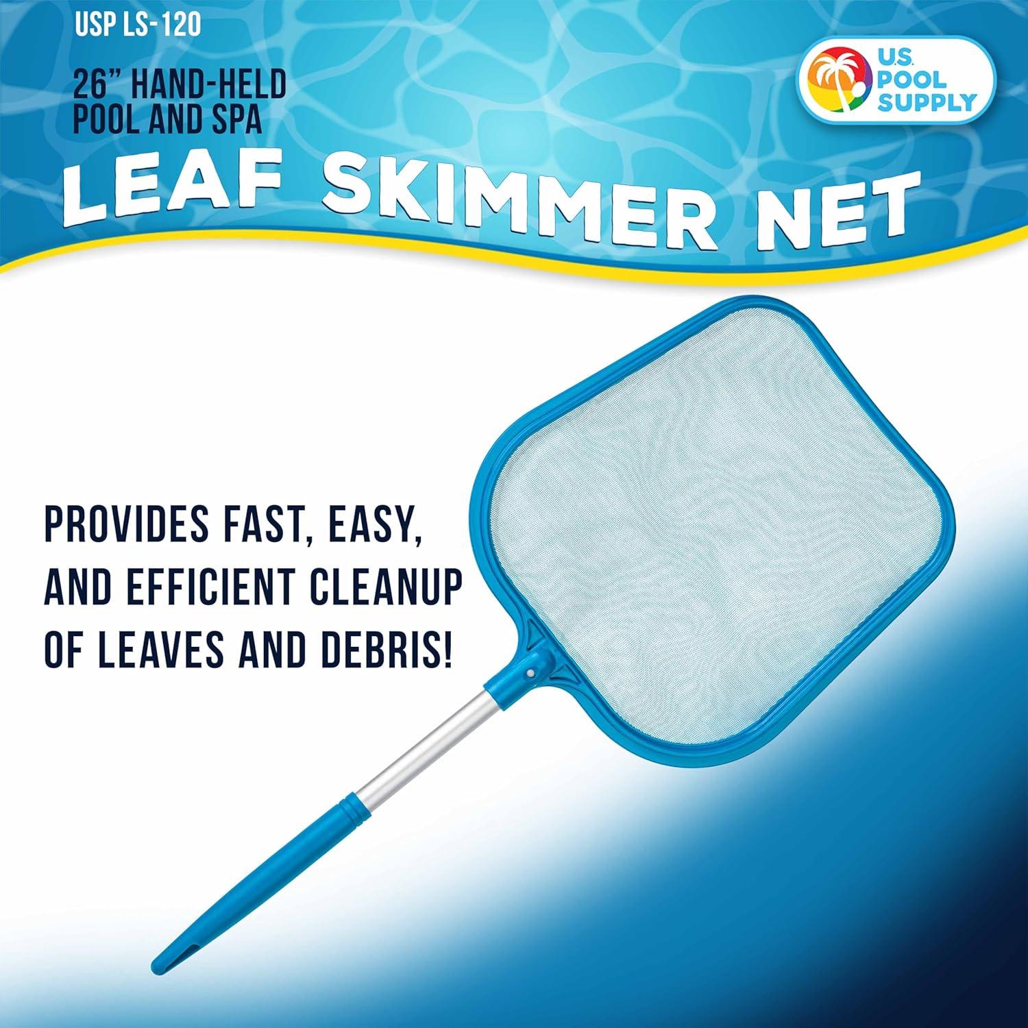Price Drop YRichxx Pool Skimmer Net Professional Spa, Hot Tub, Pool Hand Leaf Skimmer Net, 26" Long with 12" Aluminum Pole - Fine Mesh Netting, Cleanout Leaves, Debris - Clean Pond Small Kid Kiddie I