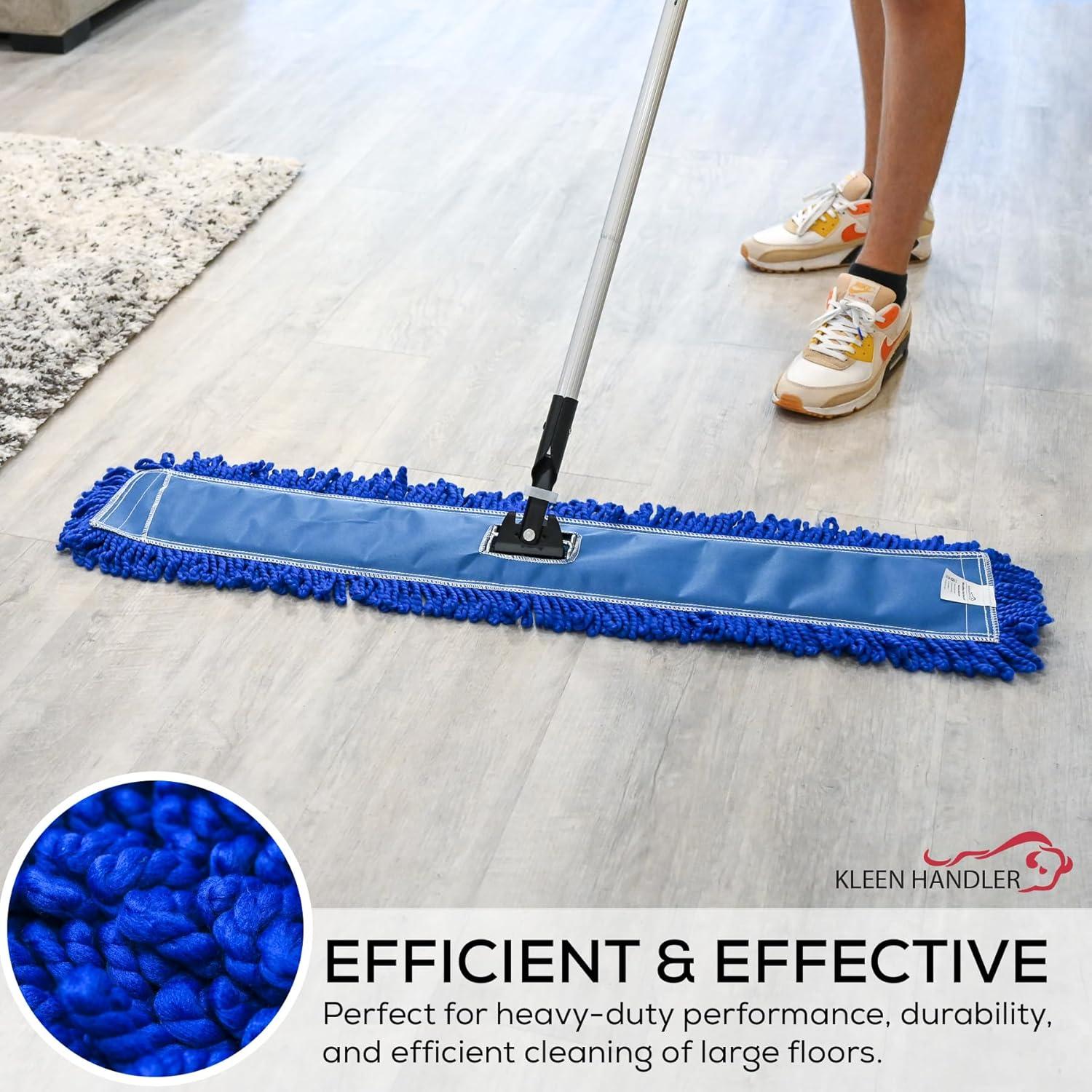 Kleen Handler 36 inch Microfiber Dust Mop | 12 Pack, Large Washable Commercial Mop Head Replacement