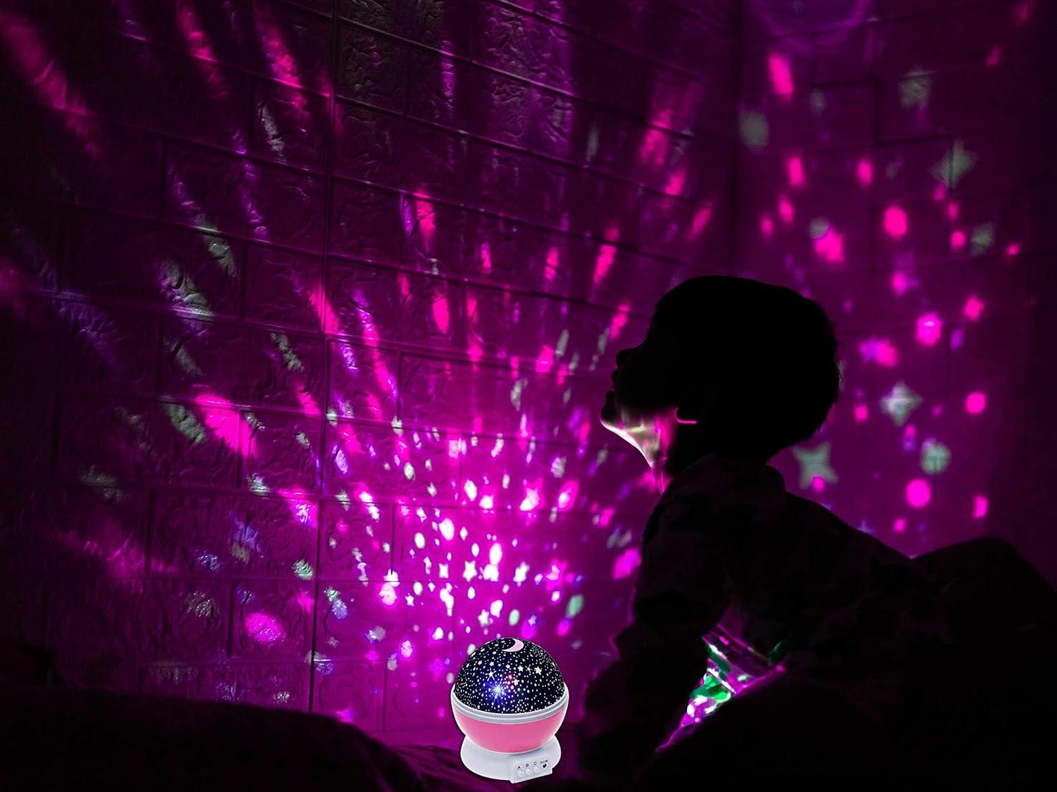 Gabba Goods, Baby Nightlight, Night Light, Nursery, Moon Star Projector 360 Degree Rotation, 4 LED Bulbs 6 Light Modes Changing with USB Cable, Unique Gifts for Men Women Kids Best Baby Gifts