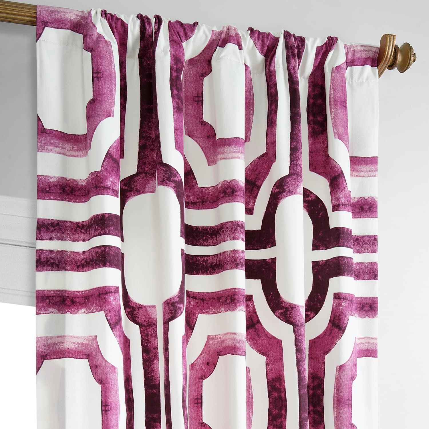 Mecca Pink Printed Cotton Curtain (1 Panel), Mecca Pink, 50W X 96L