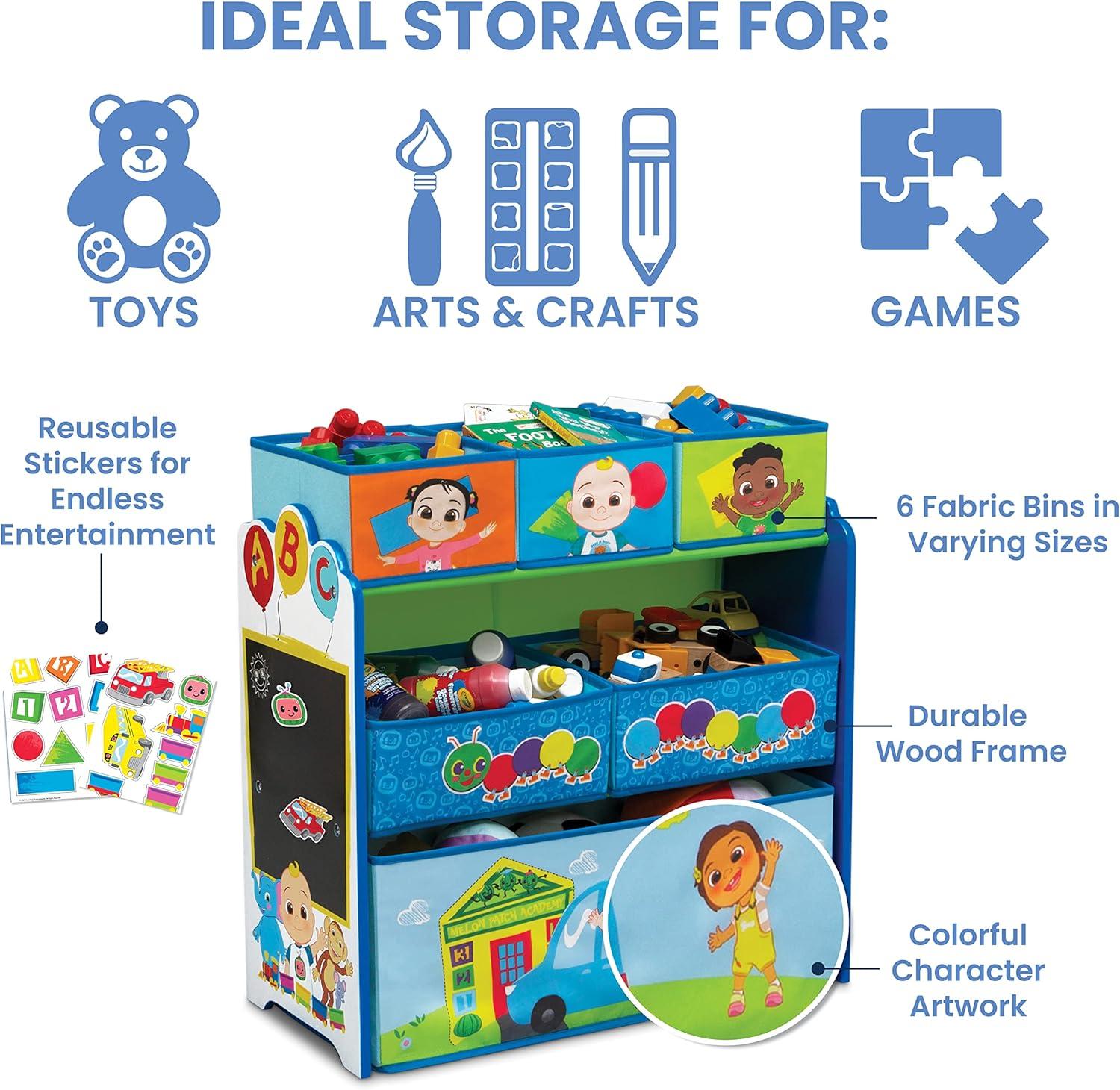 Cocomelon Design & Store 6 Bin Toy Storage Organizer - Greenguard Gold Certified