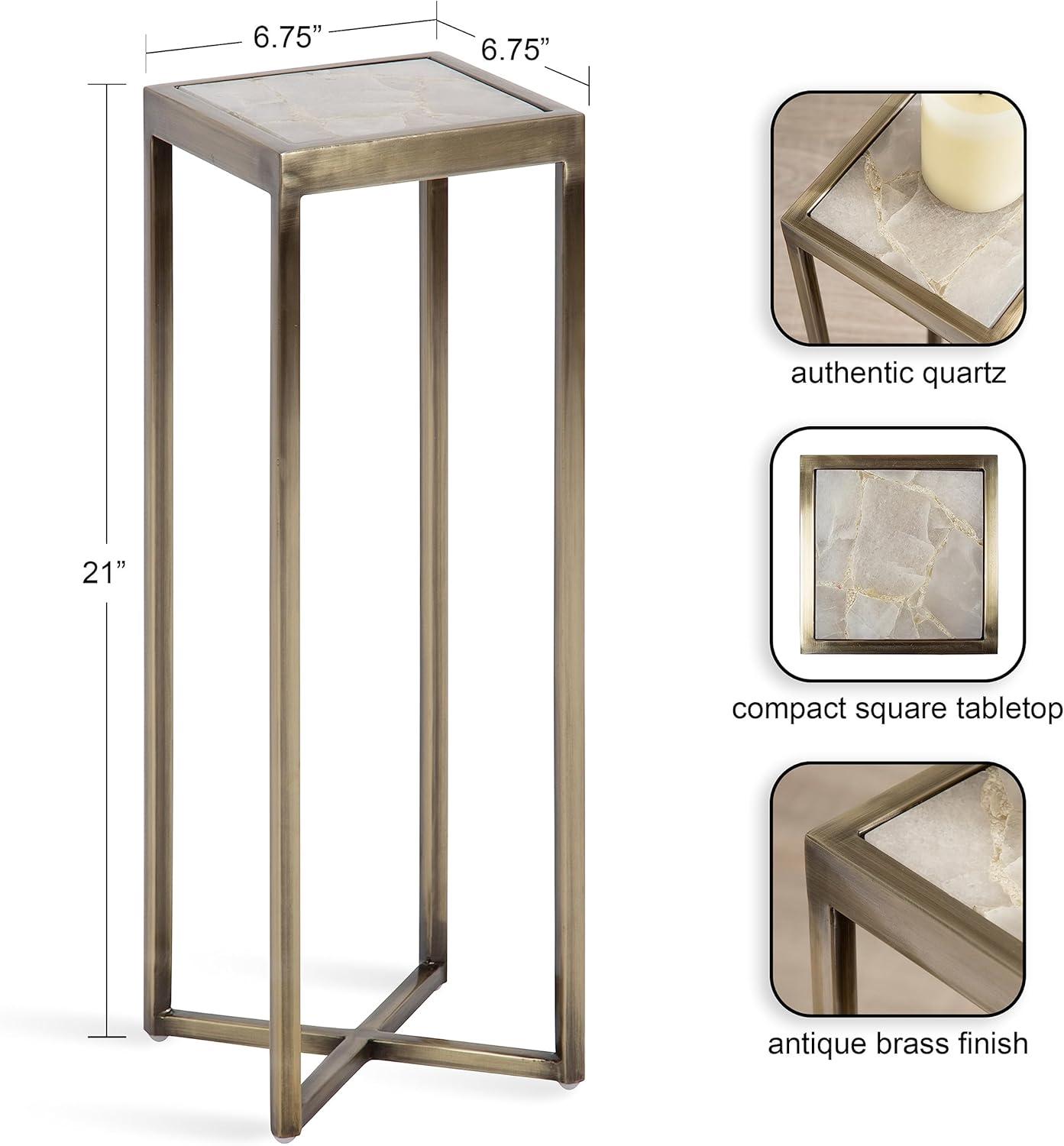 Gold Square Metal Drink Table with Quartz Top