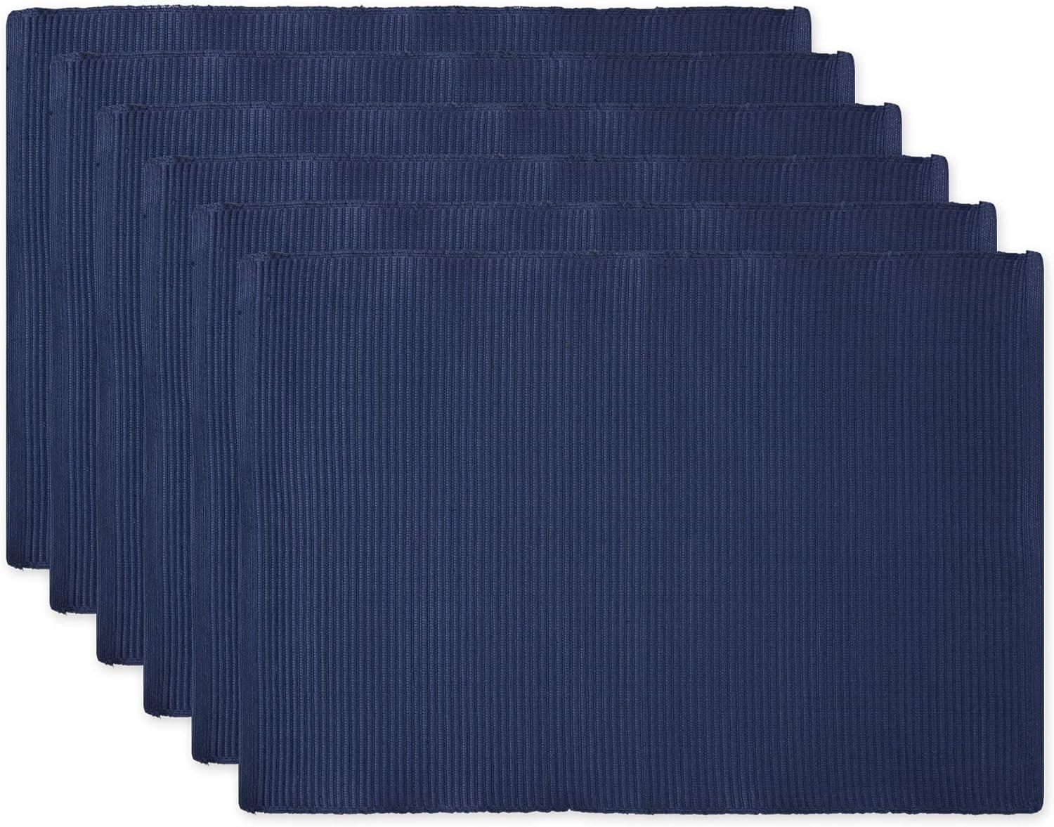 DII Nautical Blue Ribbed Placemat Set/6