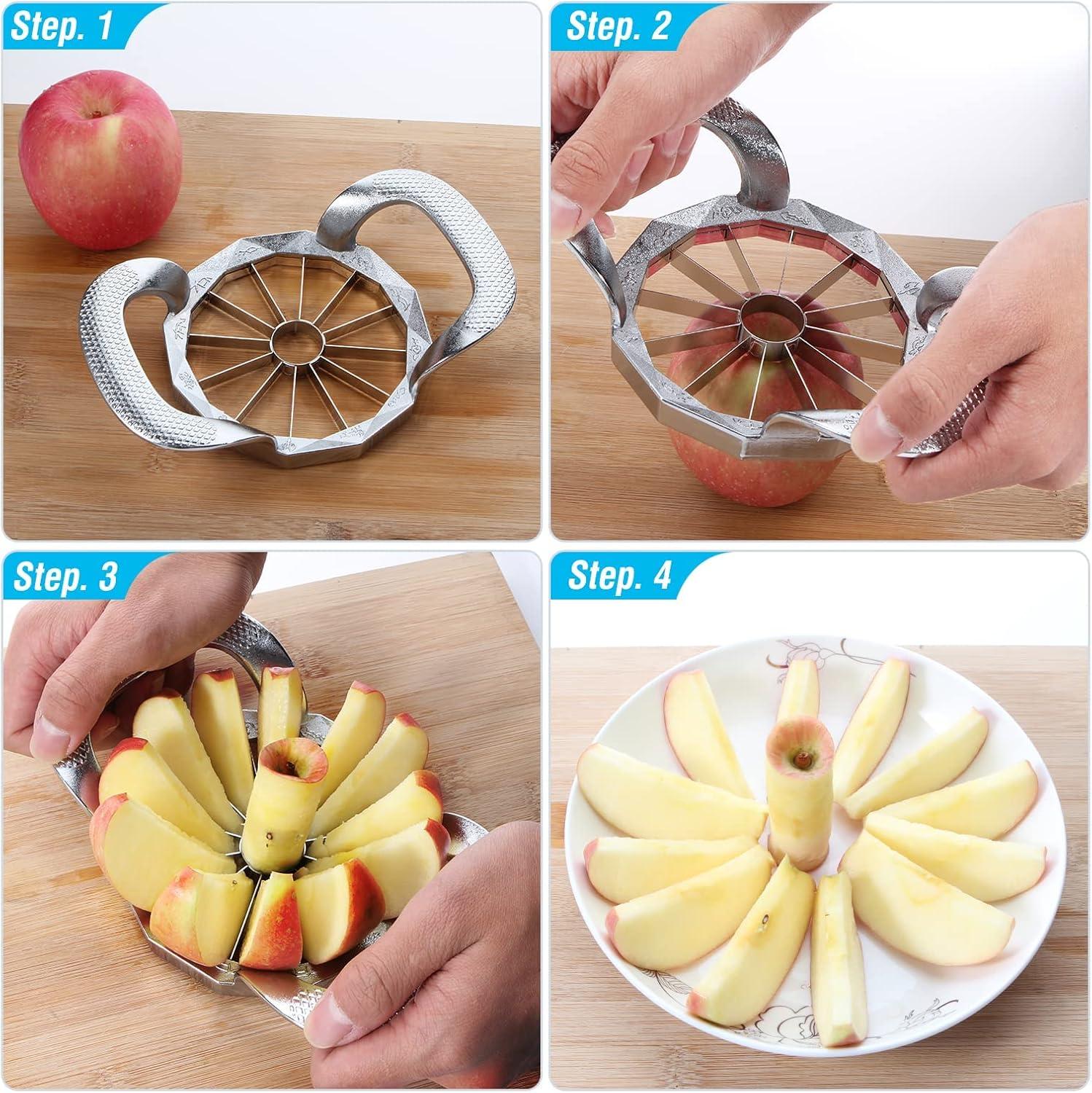 Apple Slicer, HEAVY DUTY Apple Corer, 12-Blade Stainless Steel Apple Cutter Divider Pitter ，Sturdy and Sharp