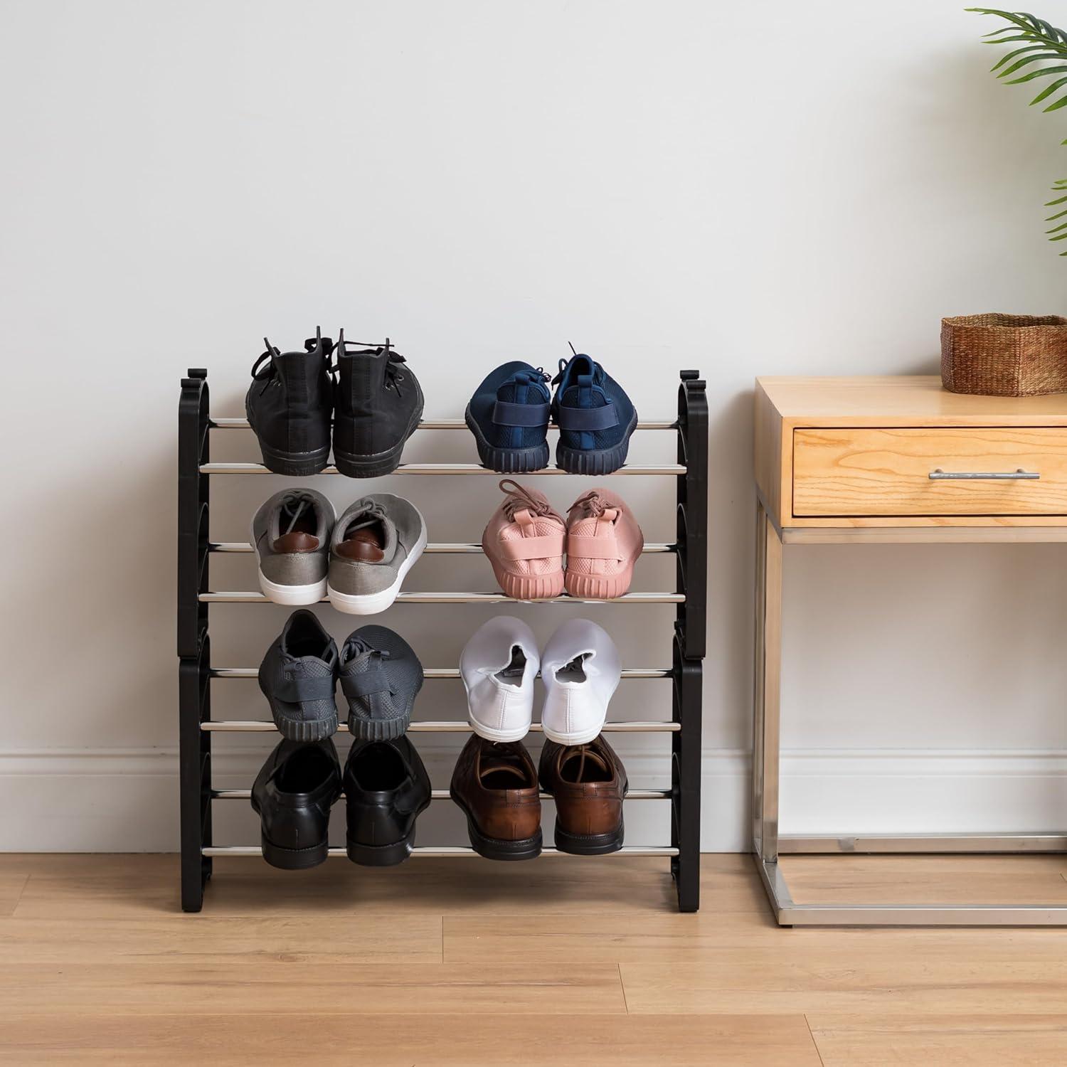 IRIS USA 2-Tier 6 Pairs Slim Metar Shoe Racks for Entryway