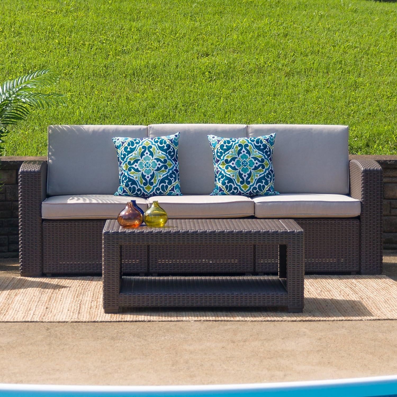 Flash Furniture Seneca Chocolate Brown Faux Rattan Coffee Table