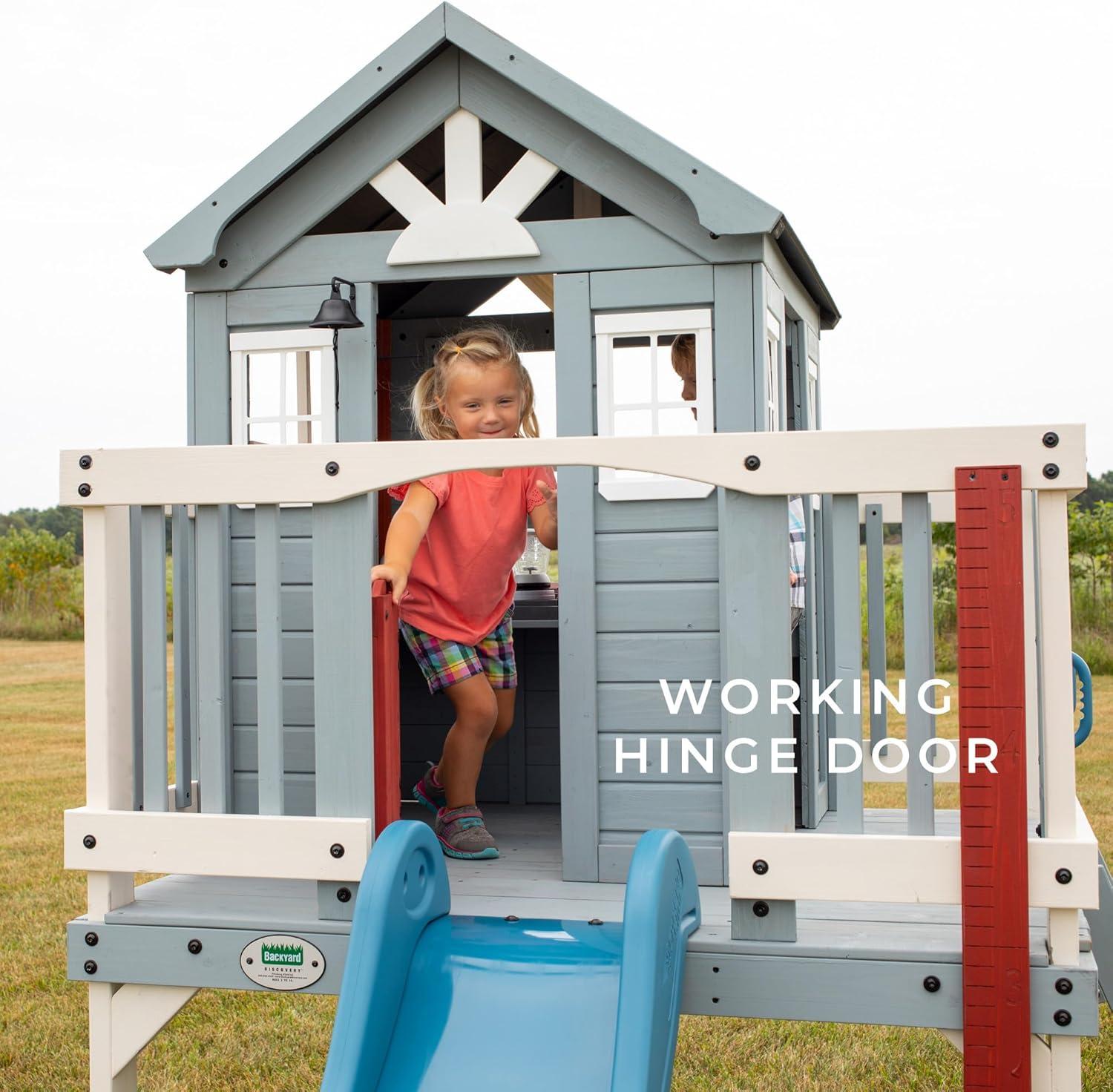 Beacon Heights Elevated Cedar Playhouse with Slide and Ladder