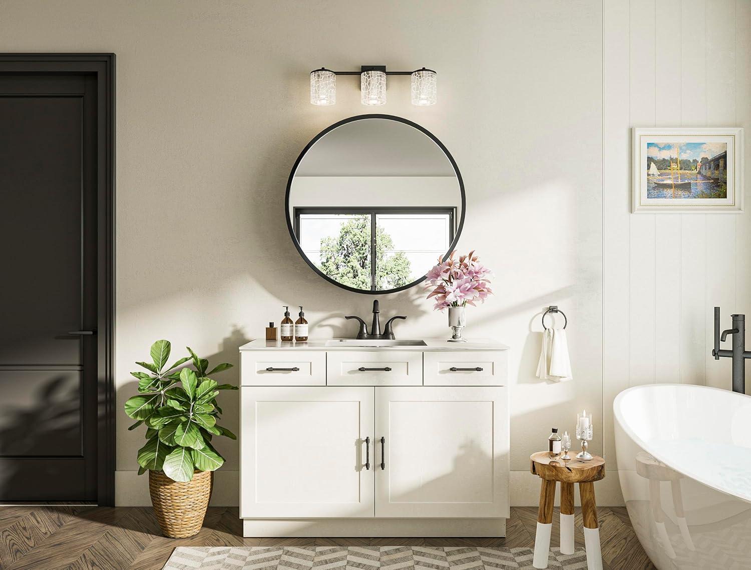 keonjinn WF-JSKJG-YX-R50-bk Gervon Round Wall Mounted Medicine Cabinet with Shelves