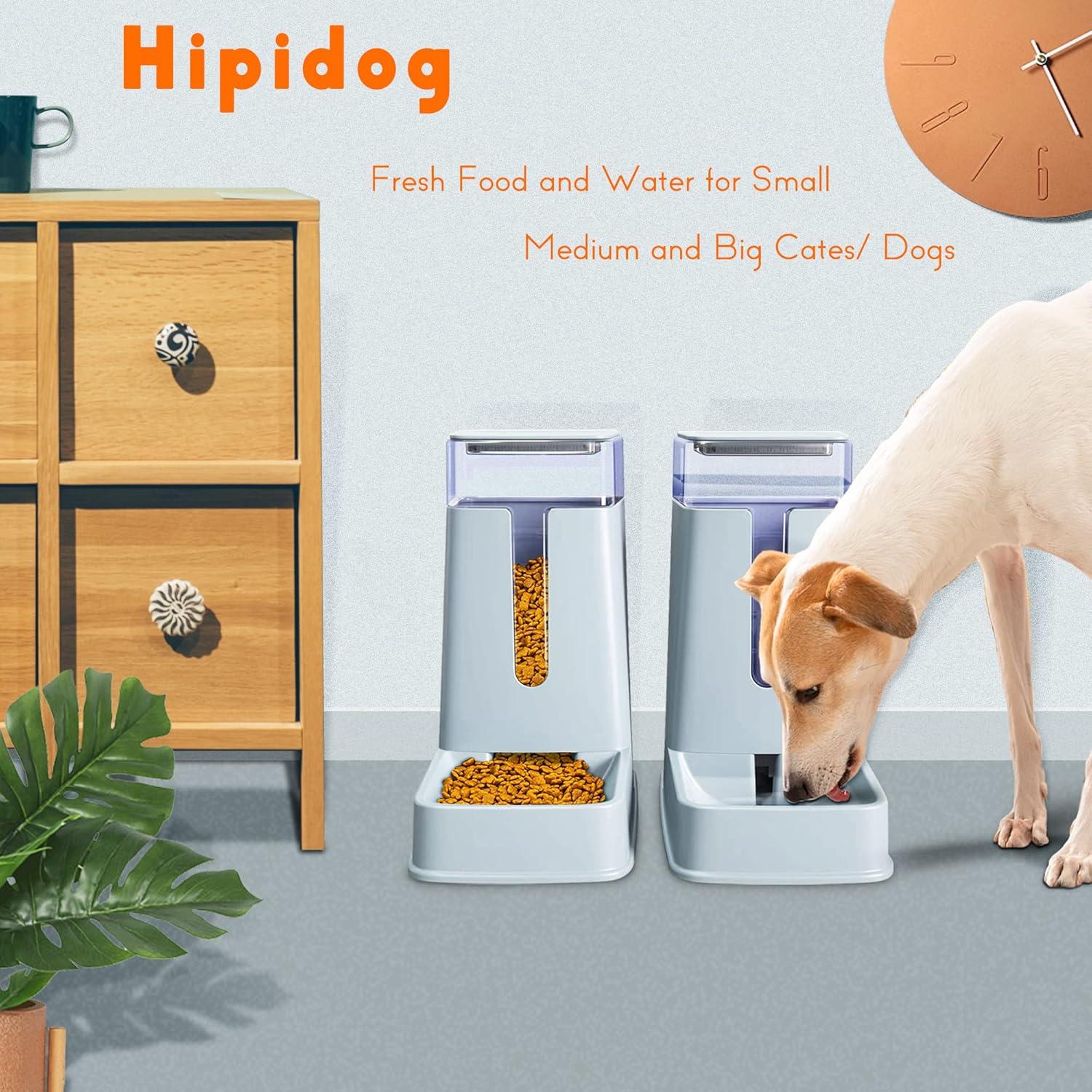 Automatic Cat Feeder and YPF5 Cat Water Dispenser in Set 2 Packs Automatic Dog Feeder and Dog Water Dispenser 1 Gallon for Small Medium Big Dog Pets Puppy Kitten (deep Gray)