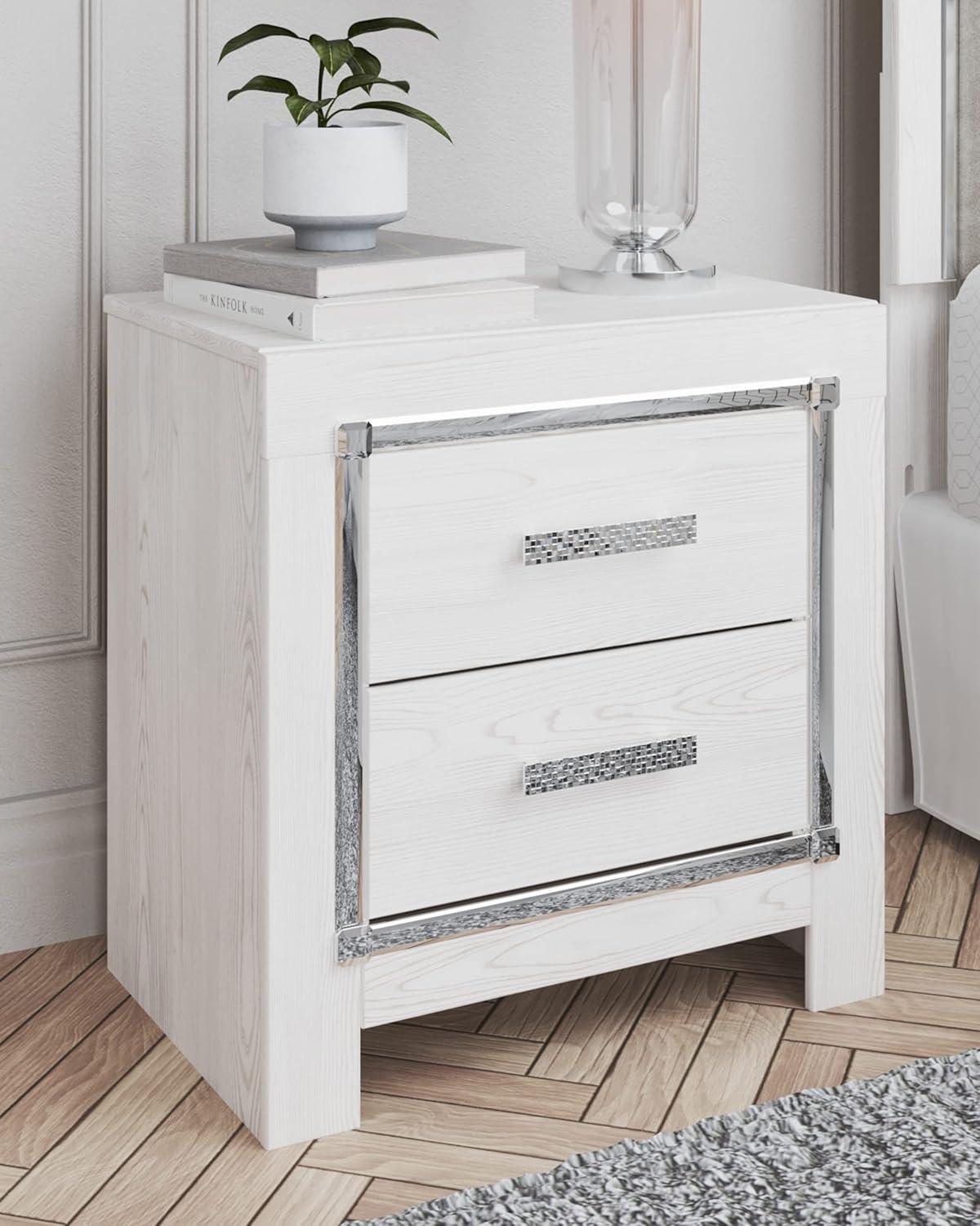 Signature Design by Ashley Contemporary Altyra 2 Drawer Nightstand, White