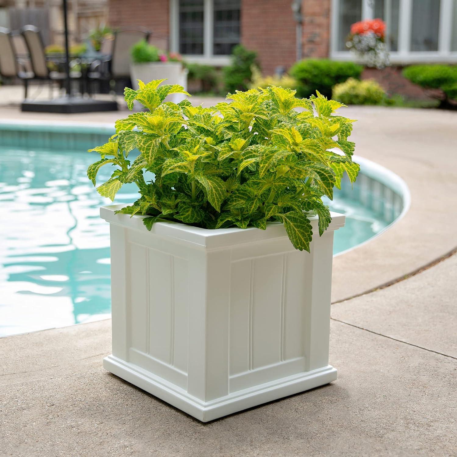 Cape Cod 14" White Polyethylene Outdoor Square Planter