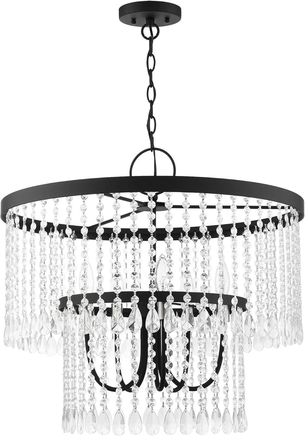 Elegant Elizabeth Crystal and Nickel 5-Light Chandelier