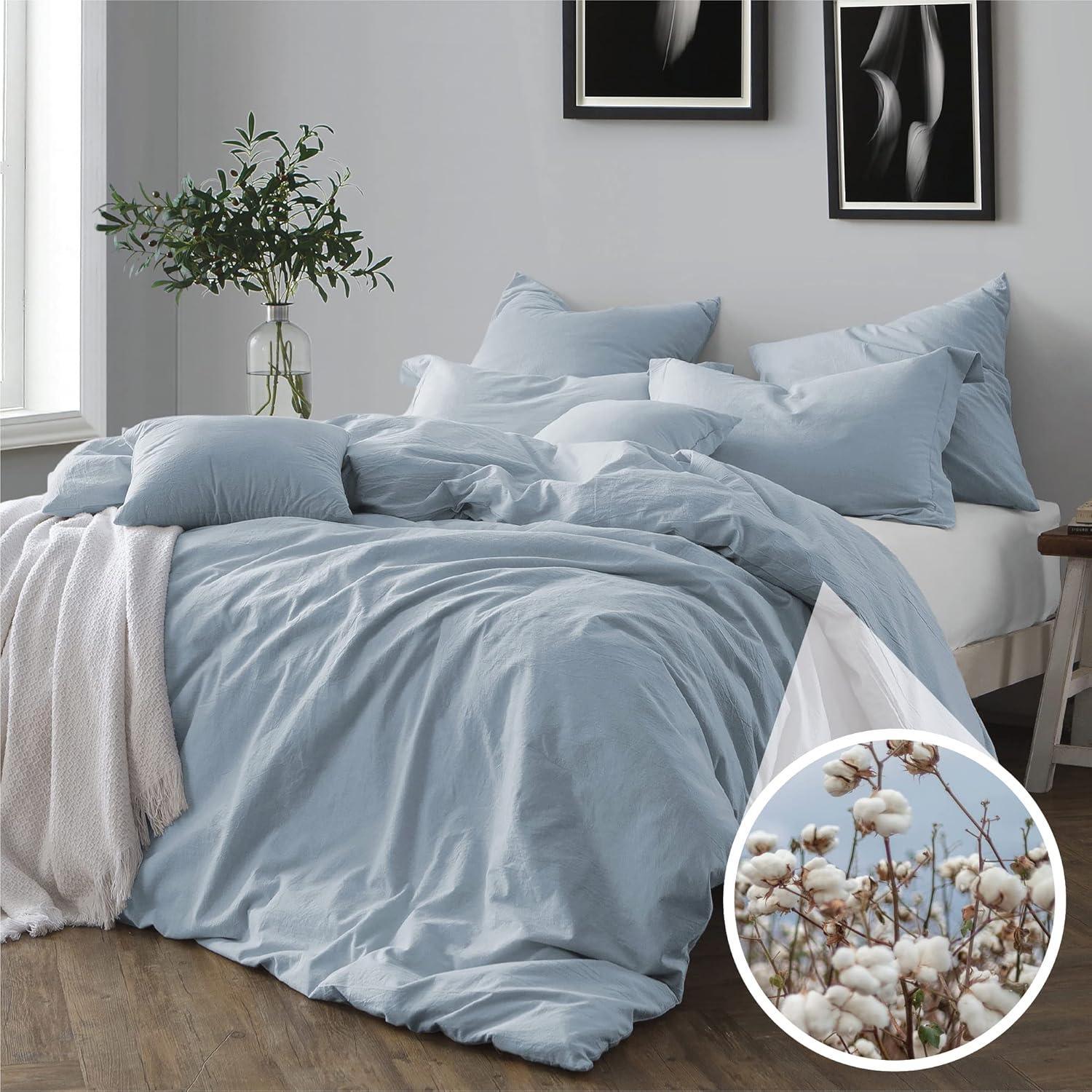 100% Cotton Crinkle Washed Duvet Cover Set