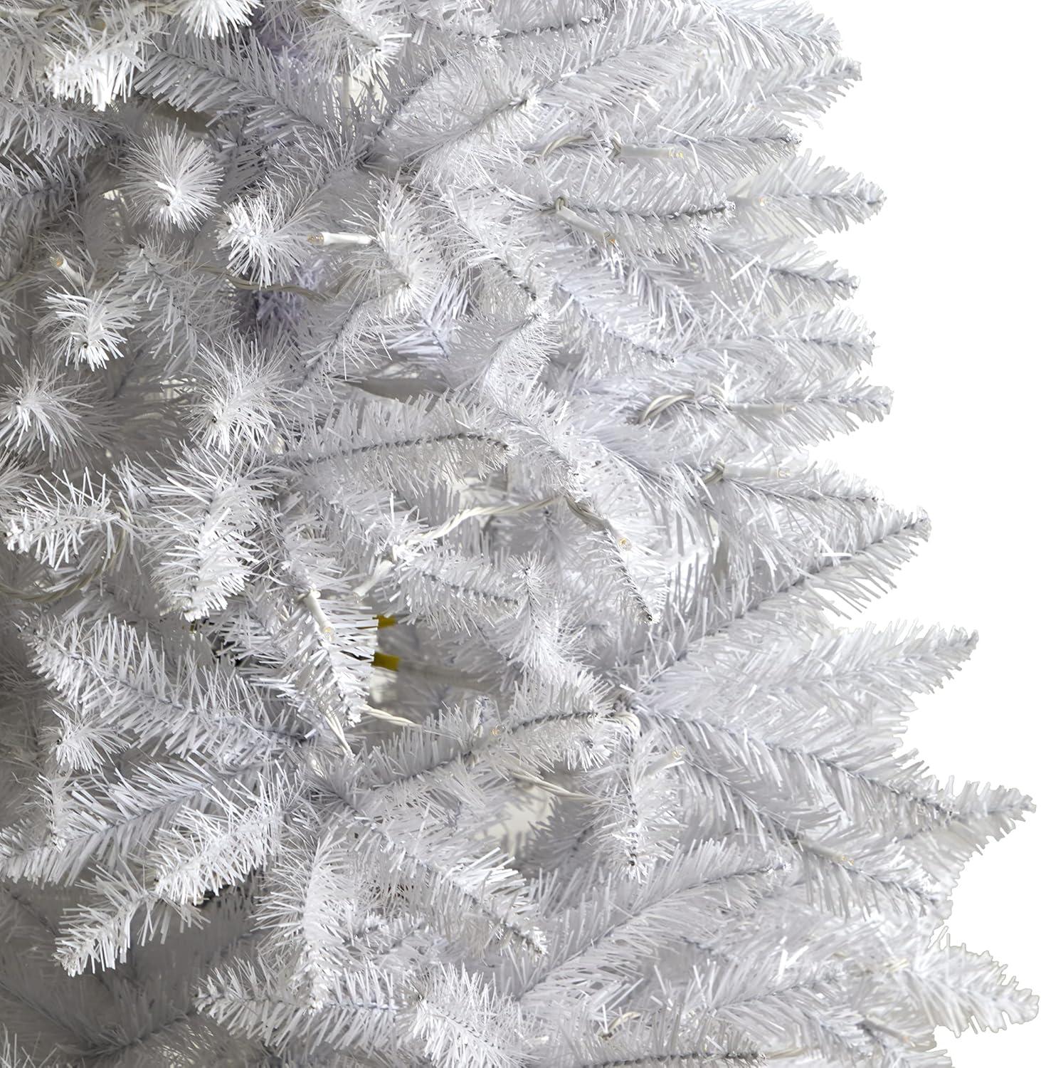 Nearly Natural 5-ft Slim White Artificial Christmas Tree with 150 Warm White LED Lights and 491 Bendable Branches