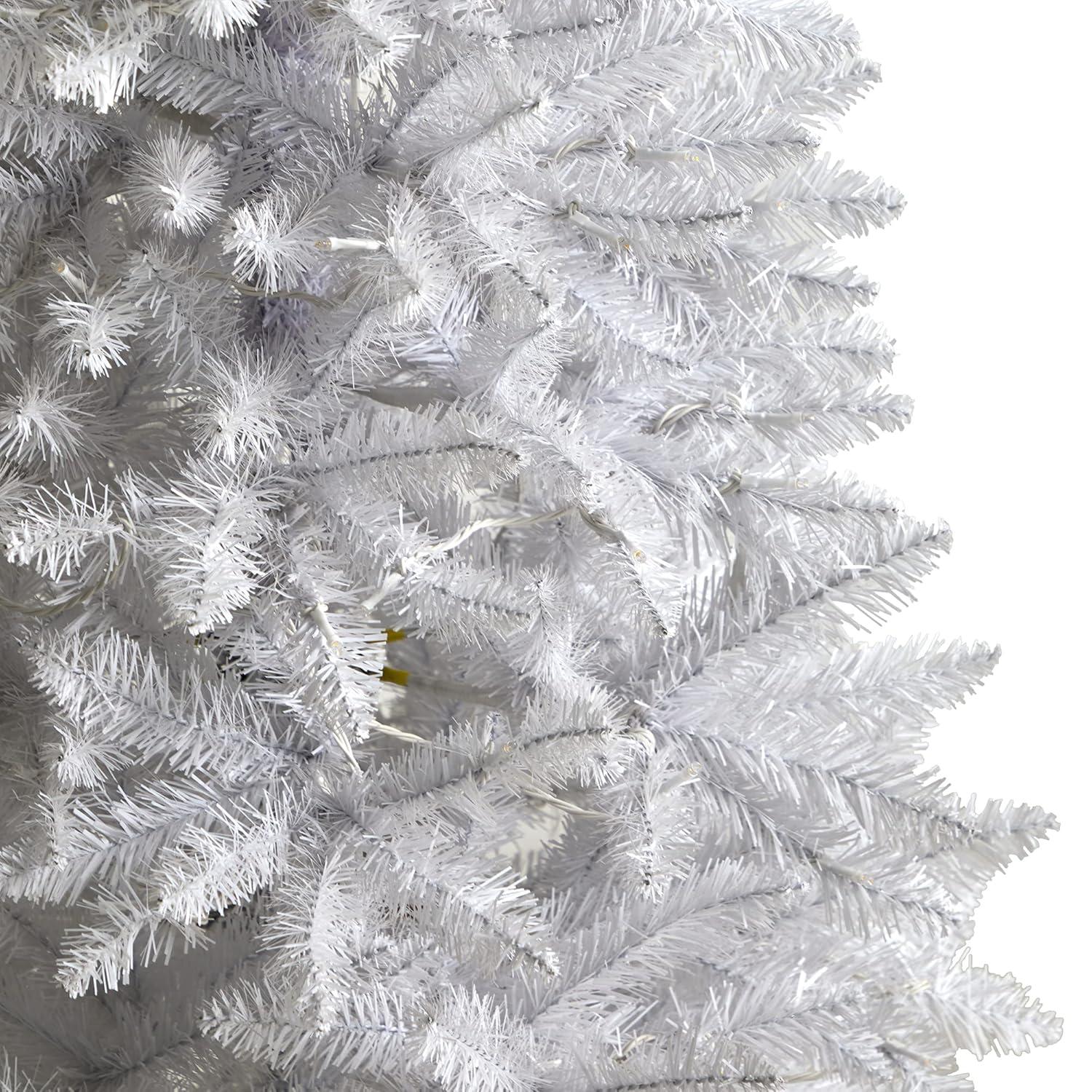 Nearly Natural 5-ft Slim White Artificial Christmas Tree with 150 Warm White LED Lights and 491 Bendable Branches