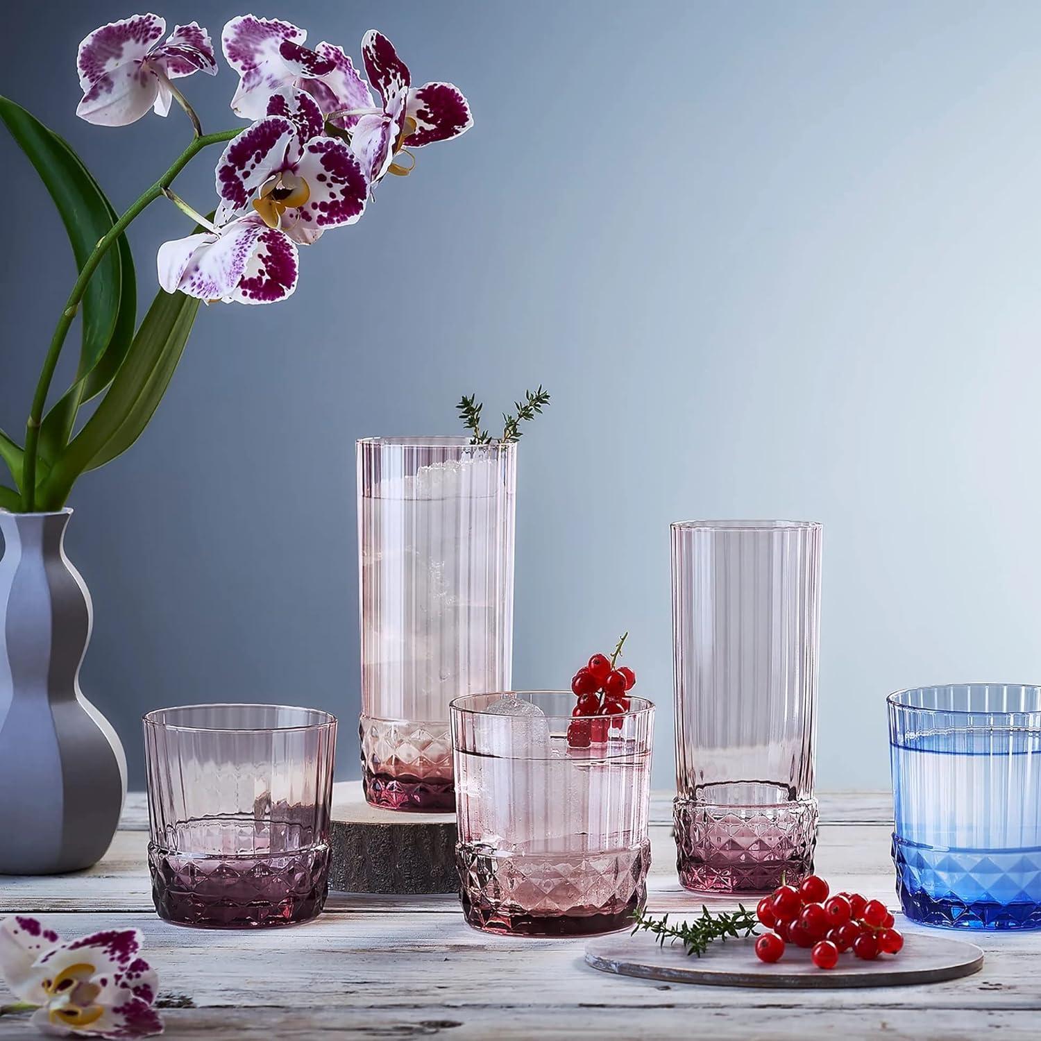 Bormioli Rocco America '20s 16.25 oz Cooler Glass, Set of 6 - Lilac Rose