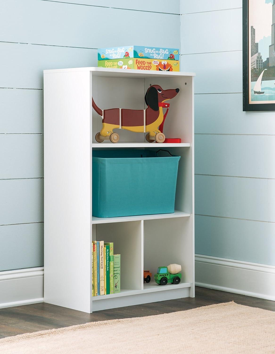 White 3-Tier Kids' Storage Shelf with Cubes