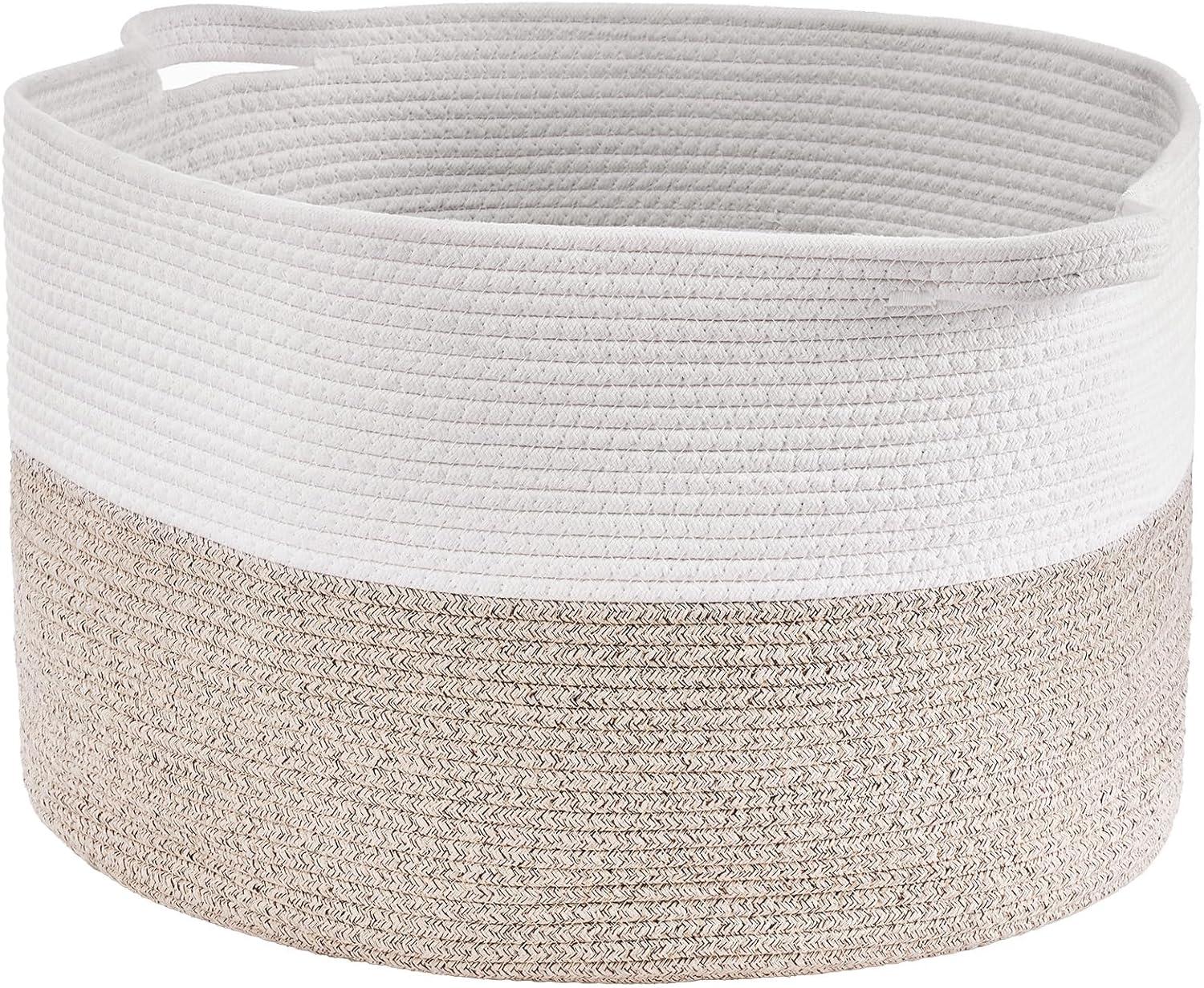 VEVOR Cotton Rope Storage Basket 67L Woven Blanket Basket 20 x 20 x 13 in