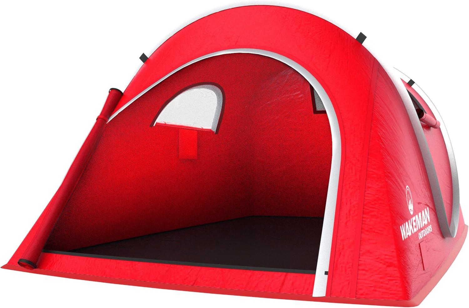 Pop-up Tent - 2 Person Water-Resistant Barrel Style Tent for Camping With Rain Fly and Carry Bag - Starchaser 2-person Tent by Wakeman Outdoors (Red)