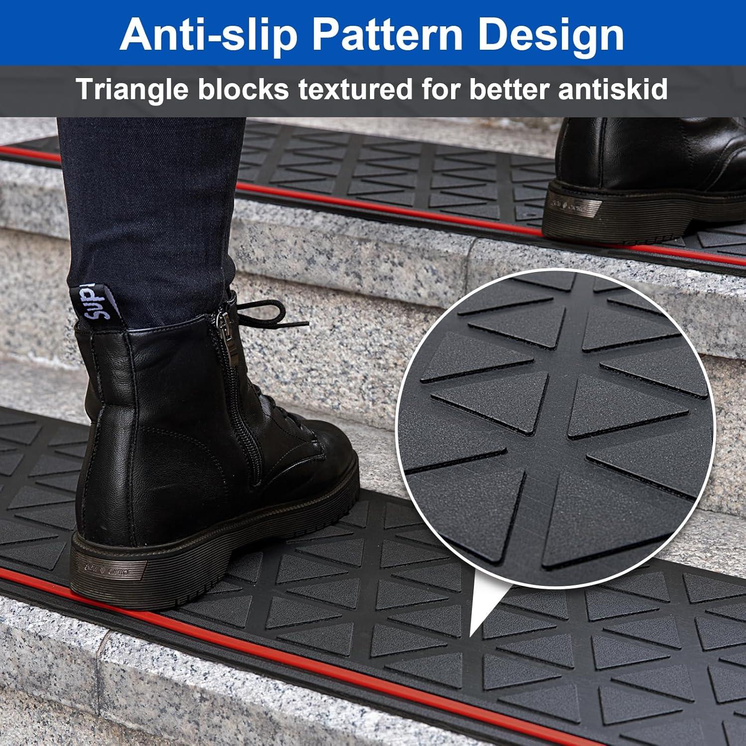 George Oliver 5 Pieces Outdoor Stair Treads Non-Slip, Heavy Duty Step Mats