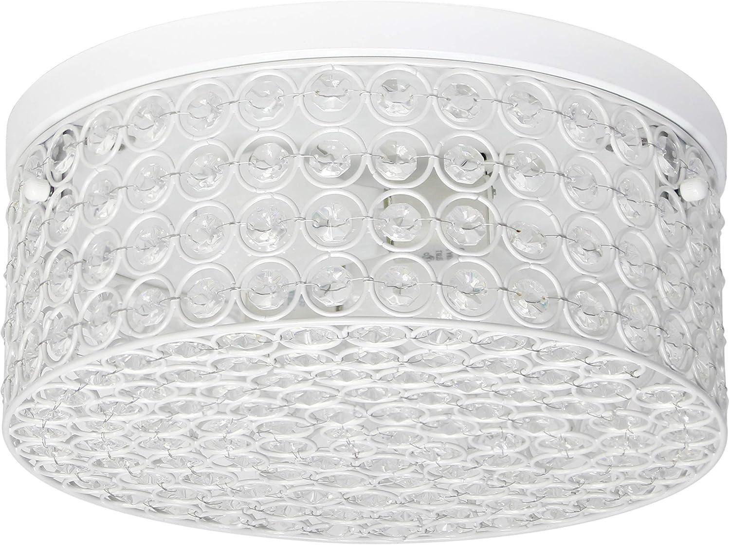 White Crystal Barrel Shade Ceiling Light