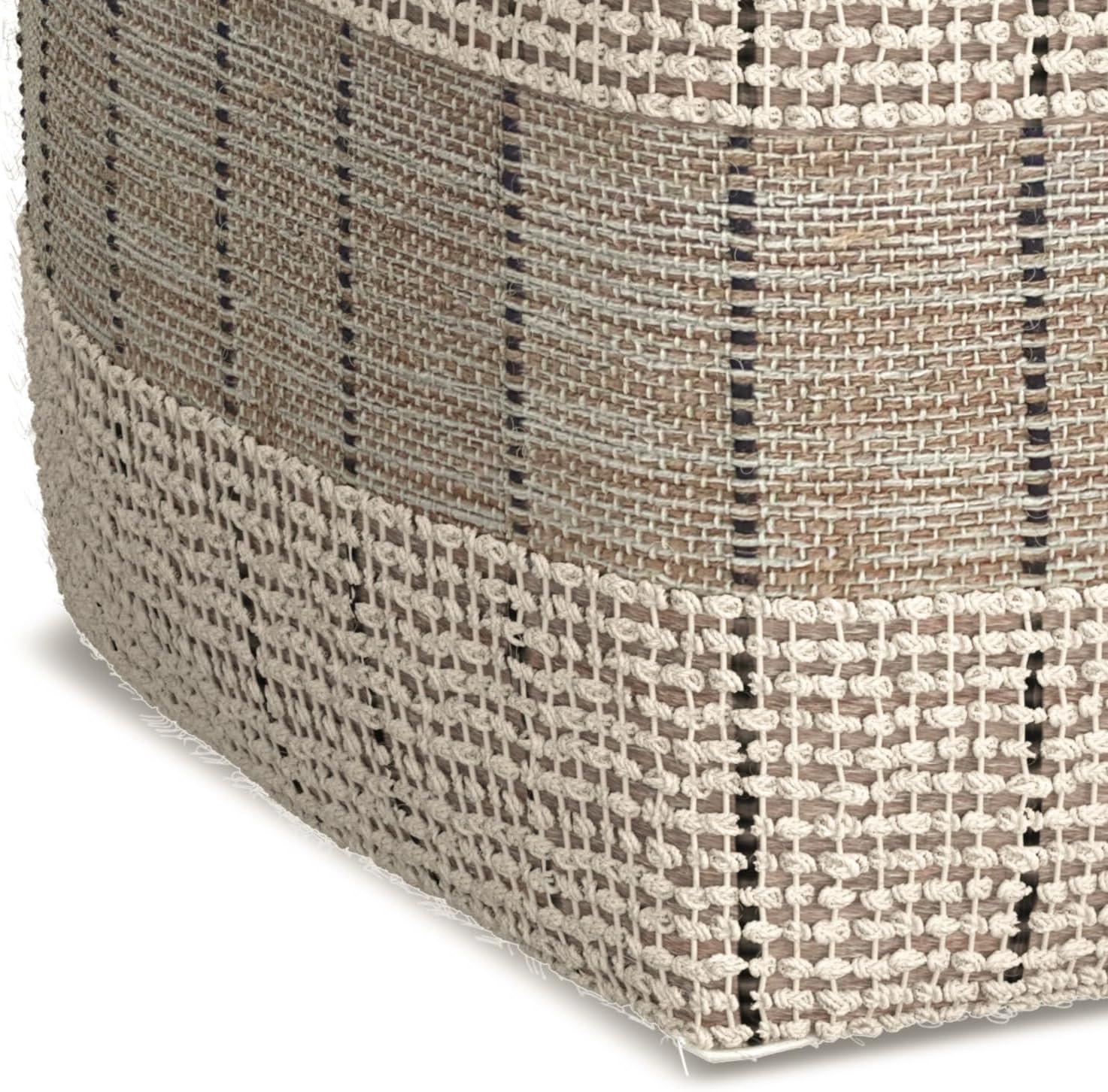 Simpli Home 18"W Jute Square Woven Pouf