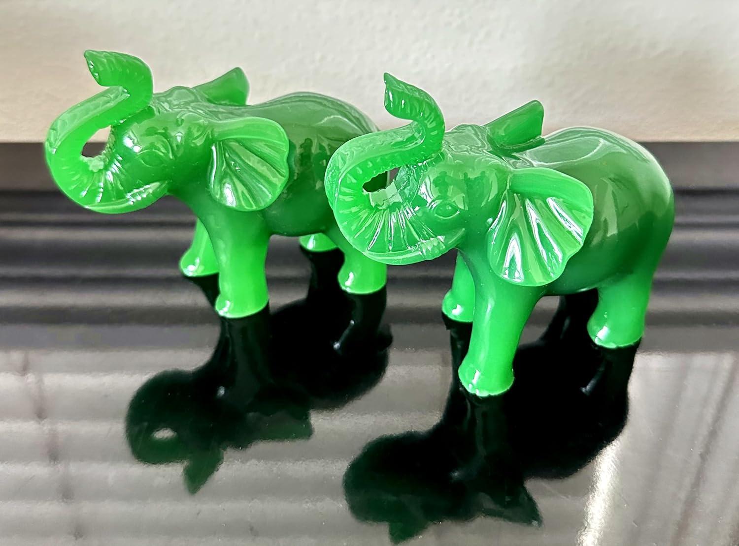 Pair of Green Elephant Statues