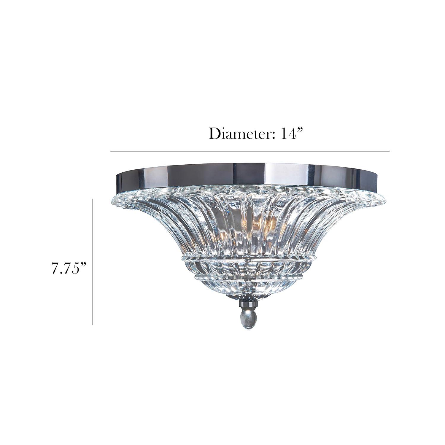 Elegant Designs 2 Light Glass Ceiling Light Glacier Petal Flushmount, Chrome
