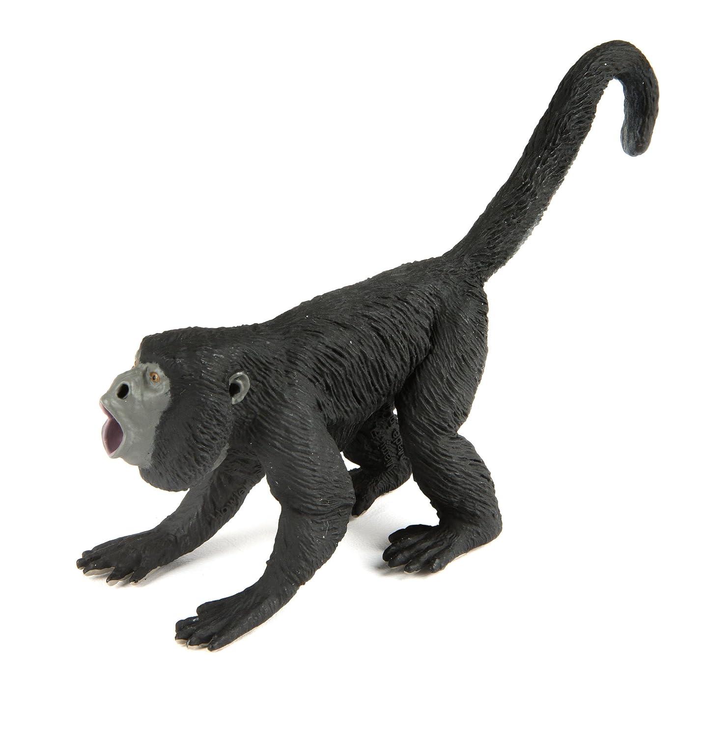 Hand-Painted Black and Gray PVC Howler Monkey Figurine