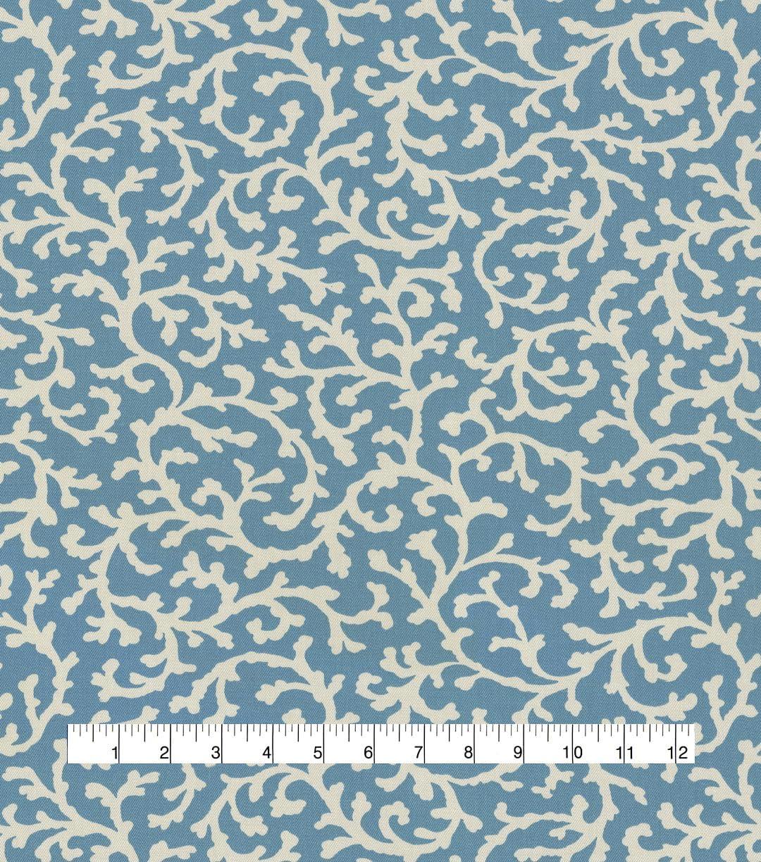 Blue and White Cotton Upholstery Fabric by the Yard