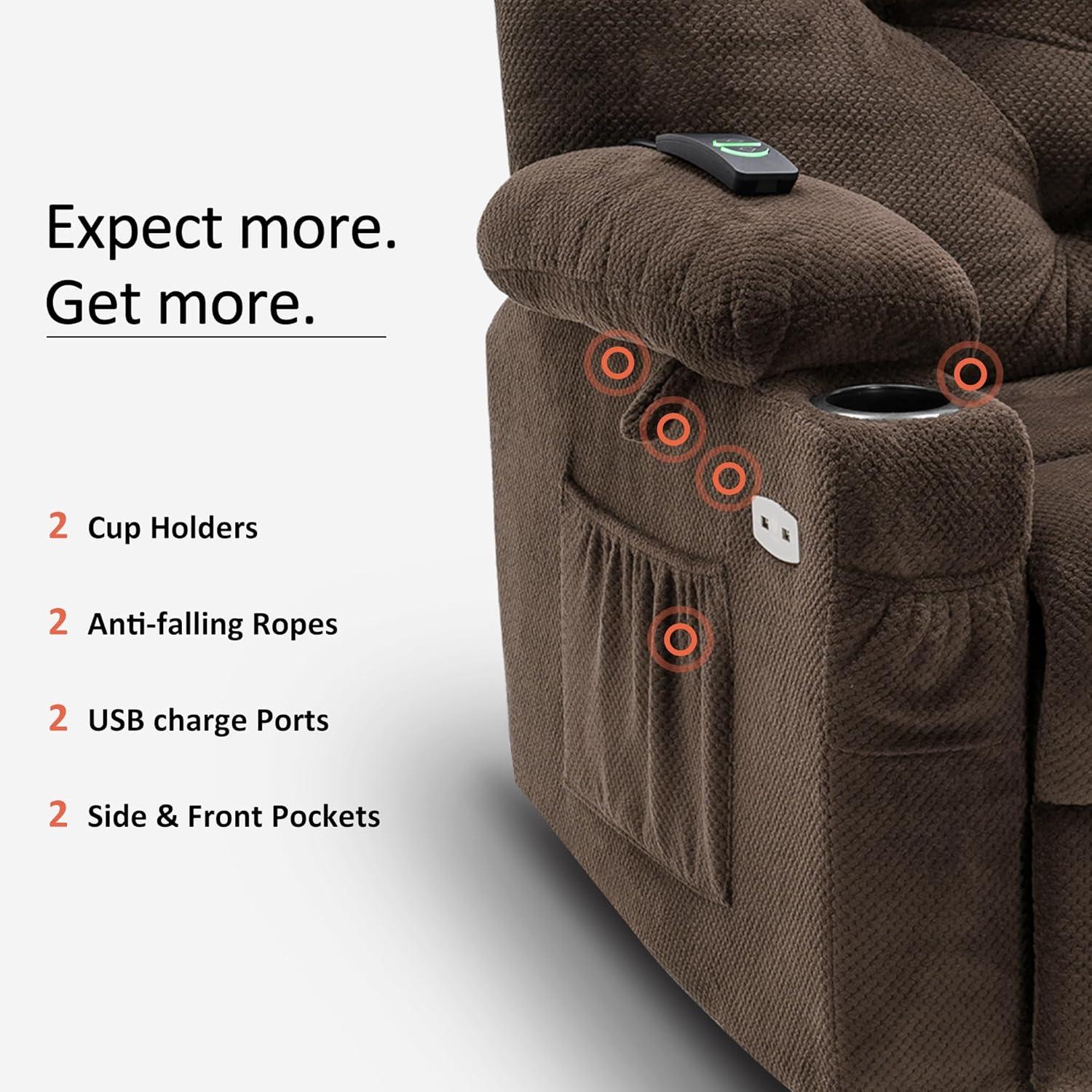 MCombo Power Swivel Glider Recliner Chair Fabric Recliner, Brown Fabric 7797