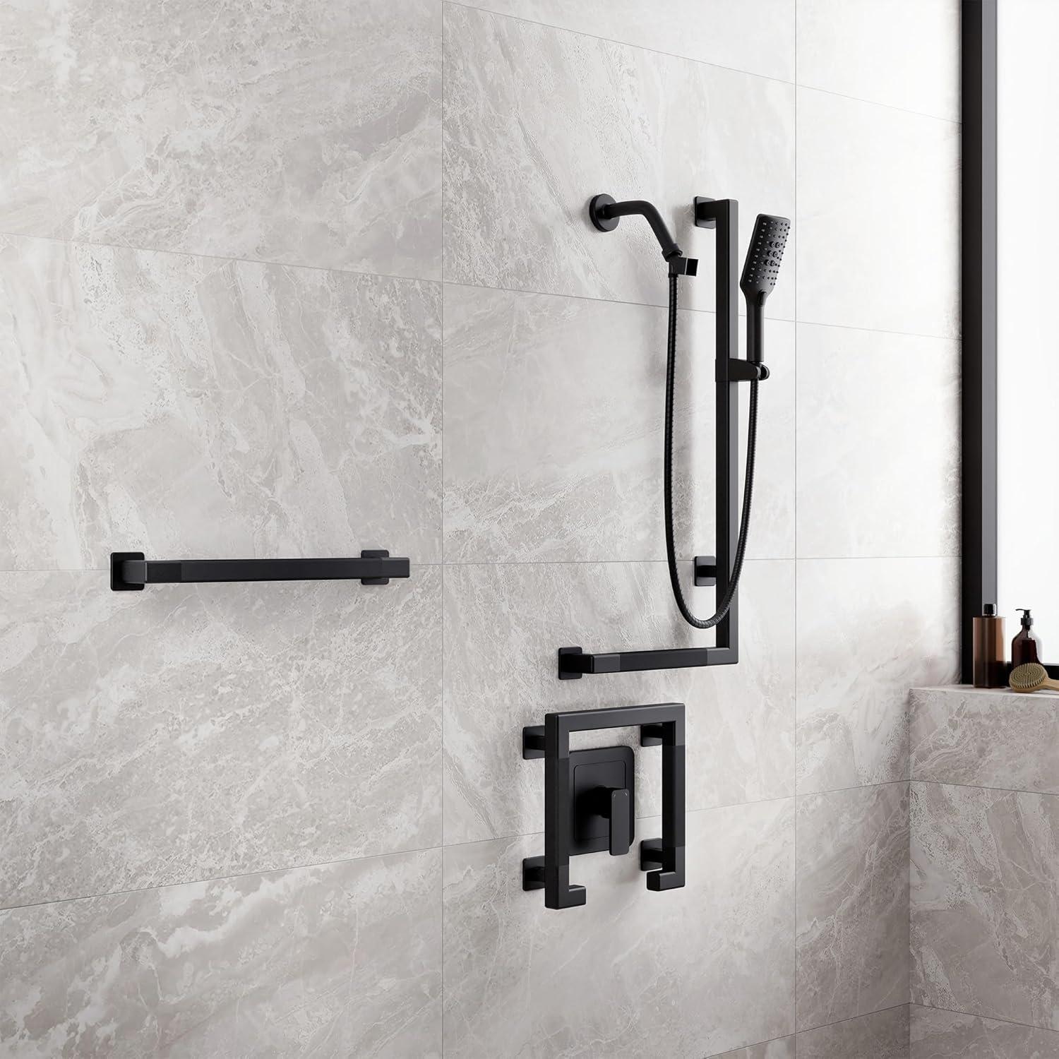 Tru-Temp 1-Handle Pressure Balanced 1/2 in. Rough-In Valve Trim Kit in Matte Black (Valve Included)
