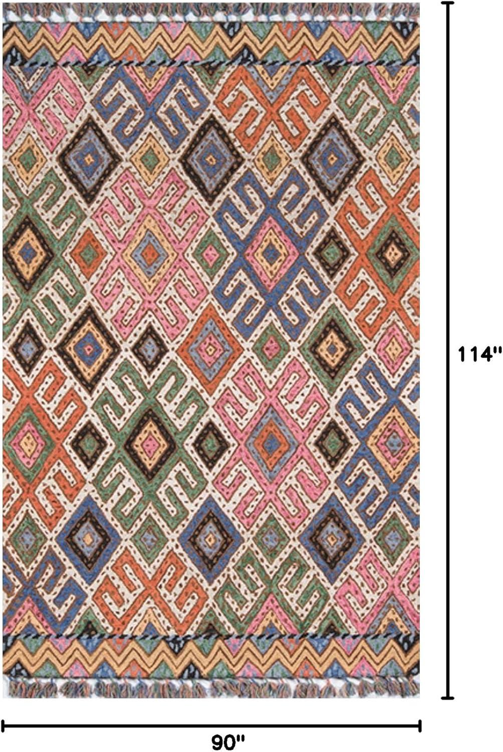 Multicolor Geometric Tufted Wool 6' x 9' Area Rug