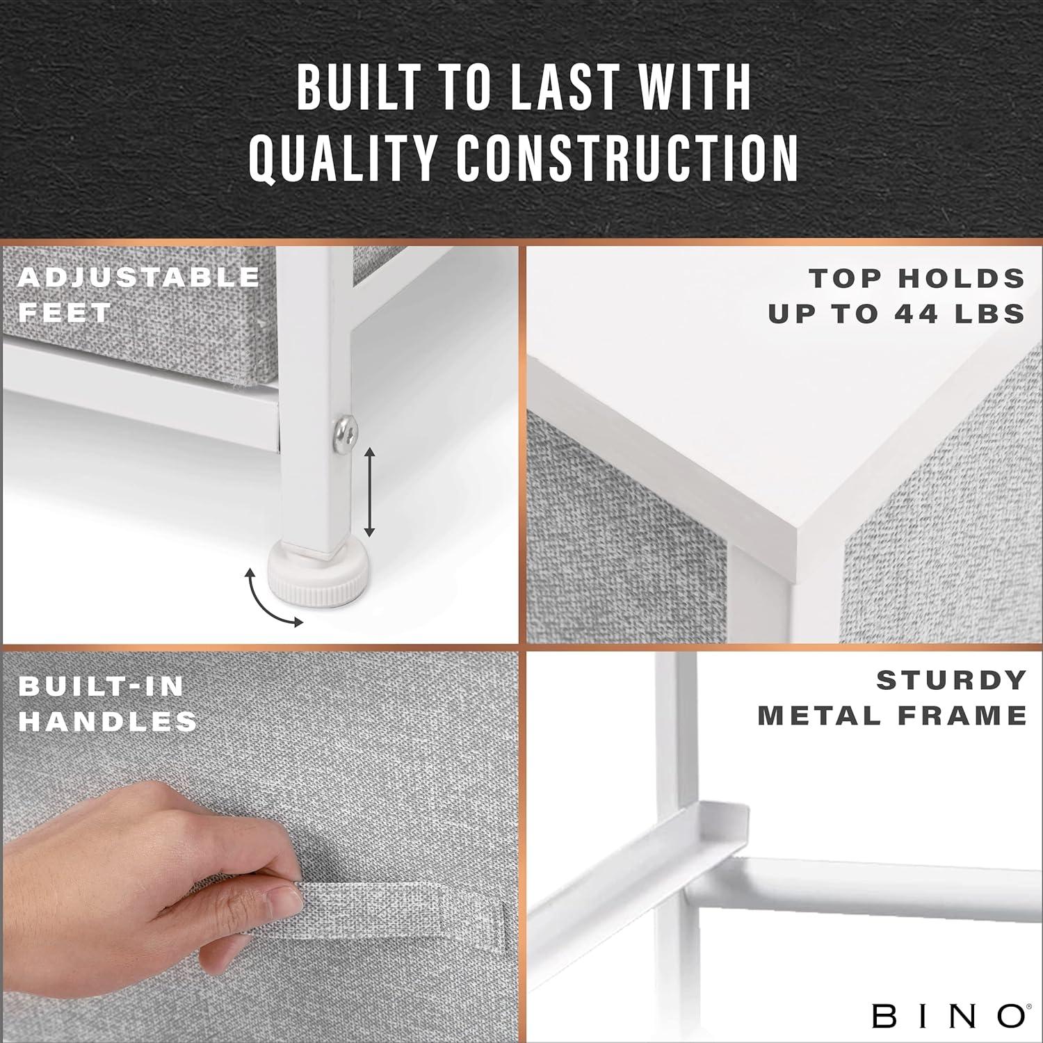 Bigroof Dresser Storage Organizer, Fabric Drawers Closet of Drawers Storage Unit for Bedroom Steel Frame Wood Top(Light Gray-7 Drawers)