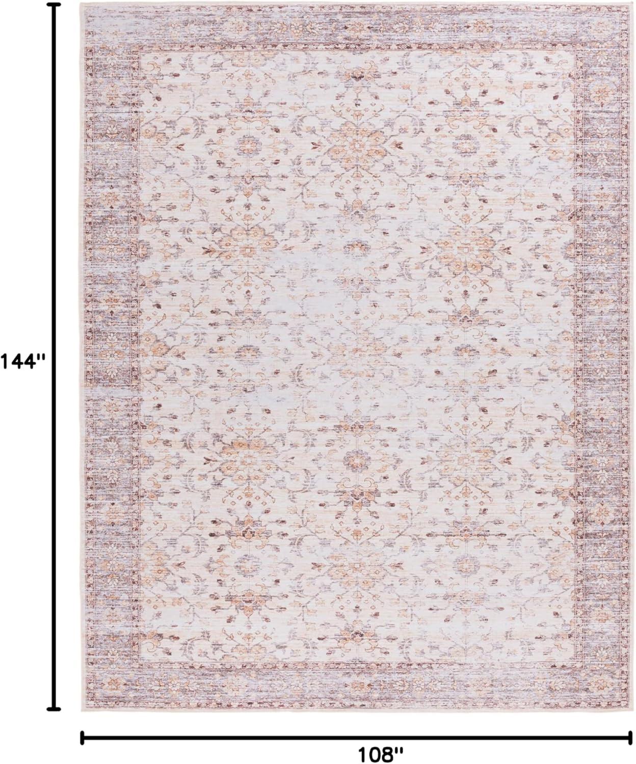 SAFAVIEH Tucson Darion Traditional Machine Washable Area Rug, 9' x 12', Beige/Gold