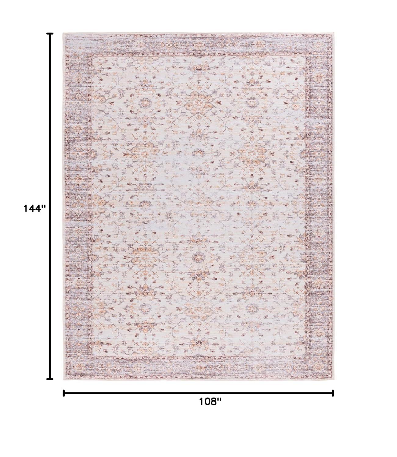 SAFAVIEH Tucson Darion Traditional Machine Washable Area Rug, 9' x 12', Beige/Gold