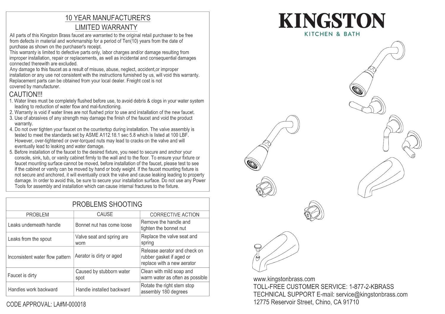 Kingston Brass Kingston Brass Victorian Triple-Handle Tub and Shower Faucet KB235PX
